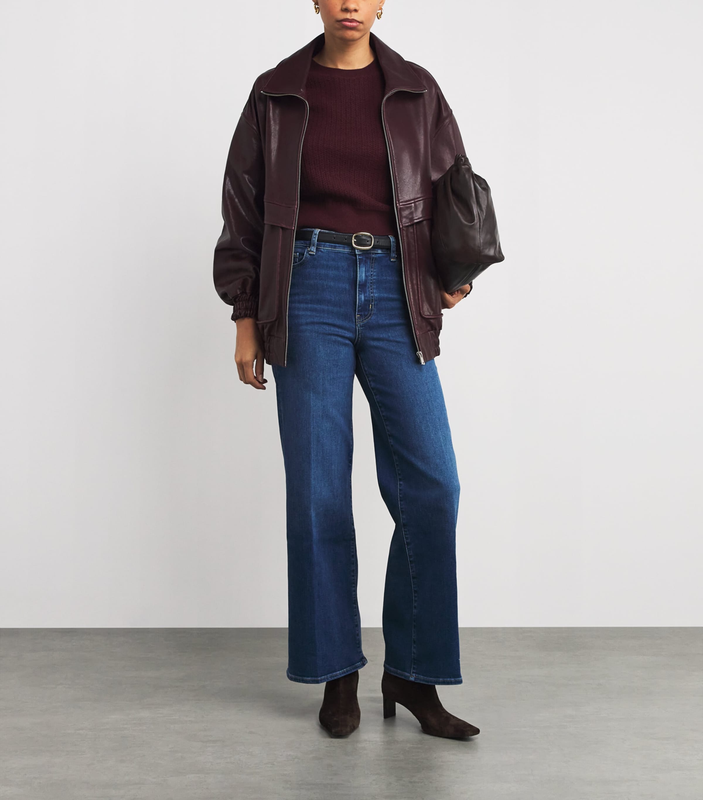 Cashmere Pointelle The Chain Short-Sleeve Sweater CABERNET Image 2