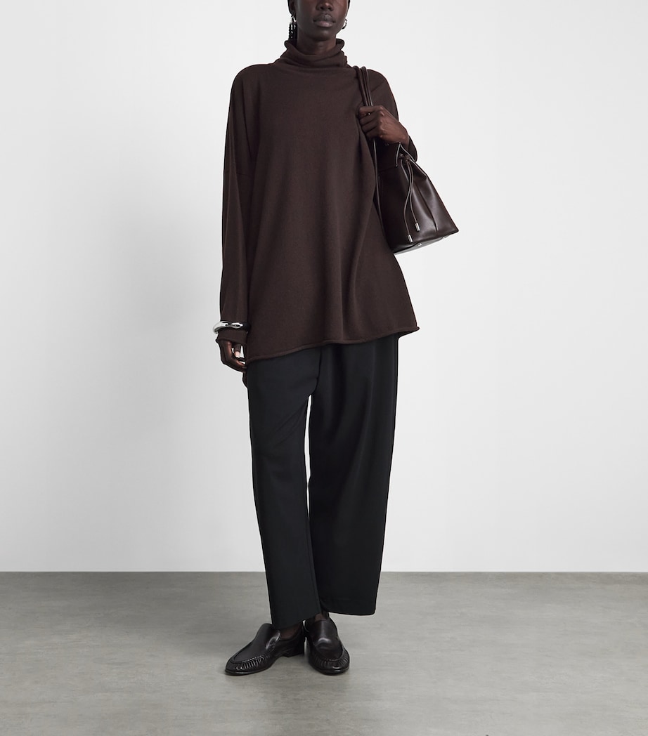 Eskandar Womens Cashmere Rollneck Sweater Cocoa Image 2
