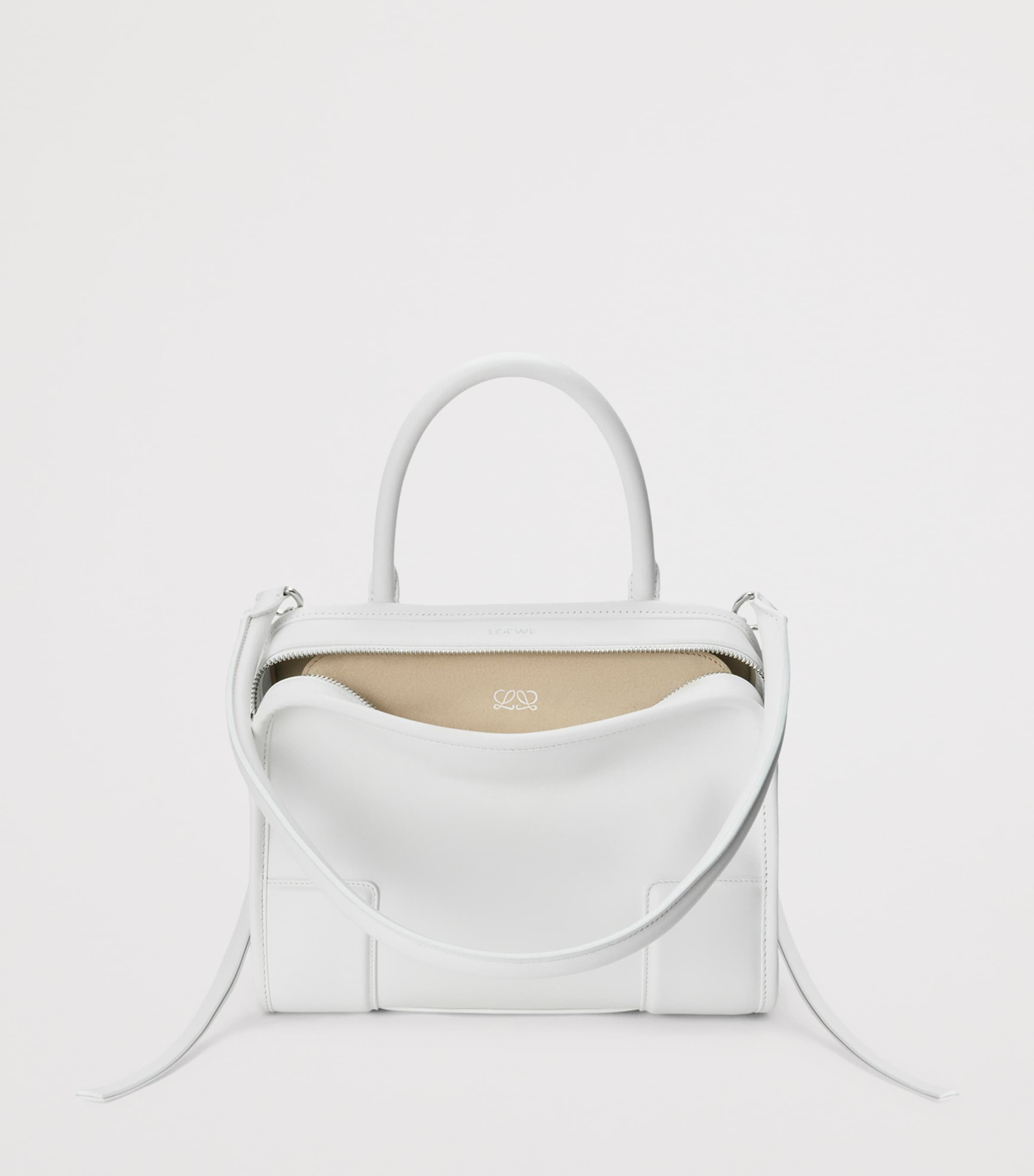 LOEWE Small Leather Amazona 180 Top-Handle Bag White Image 3