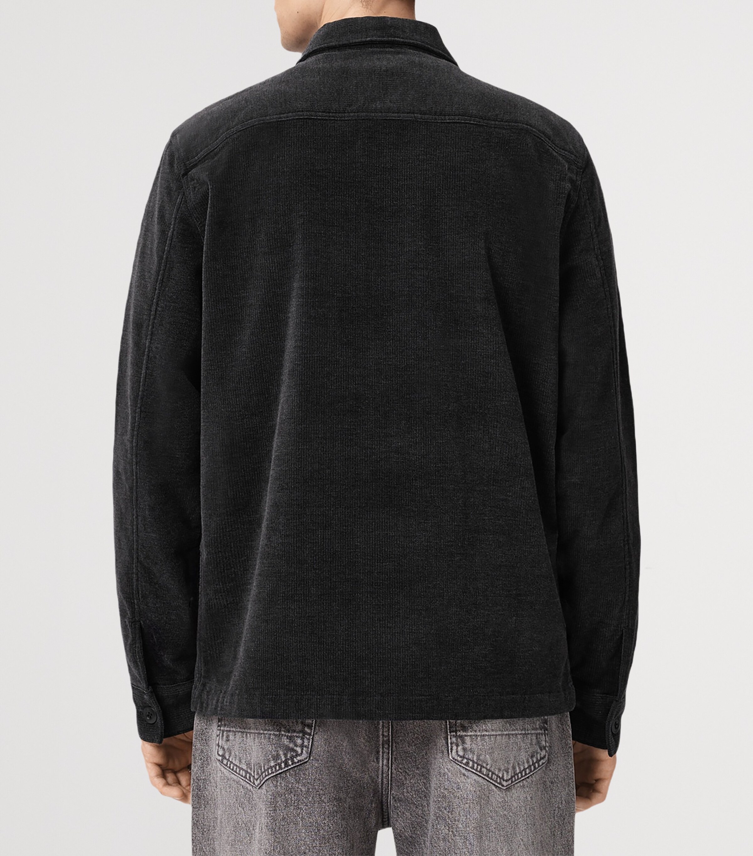 AllSaints Mens Corduroy Hawker Overshirt Faded Black Image 7
