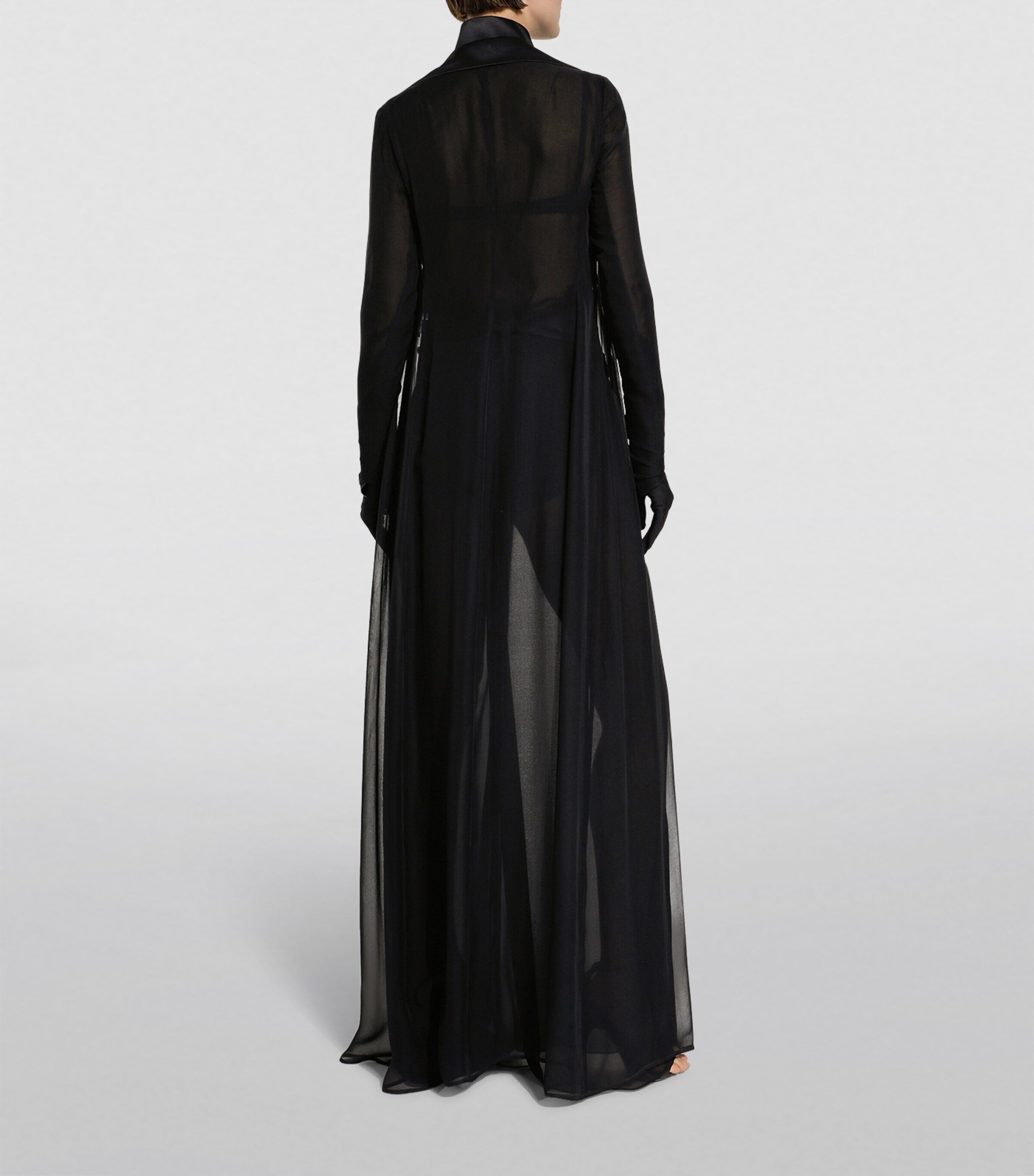 Silk-Blend Tailored Trousers N0000-BLACK Image 9