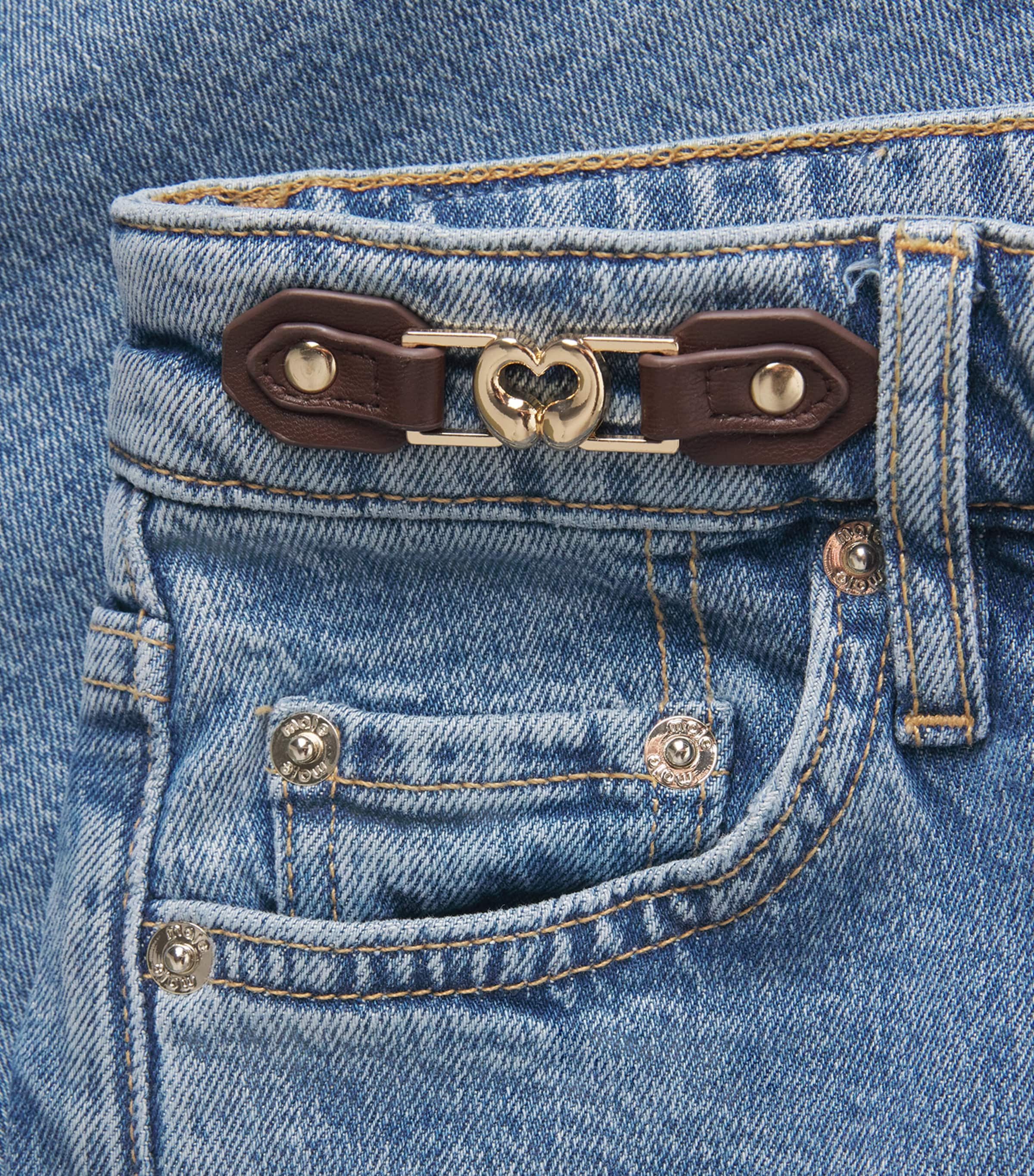 Maje Womens Leather Buckle Wide-Leg Jeans Blue Image 6
