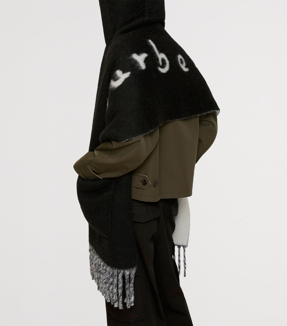 Wool-Blend Logo Hooded Scarf BLACK Image 4