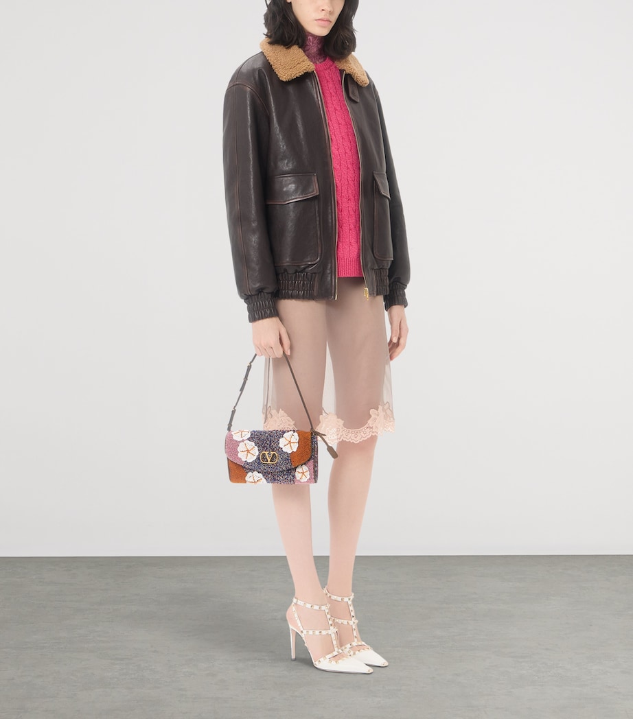 Valentino Garavani Silk Sequin and Bead DeVain Shoulder Bag Image 2