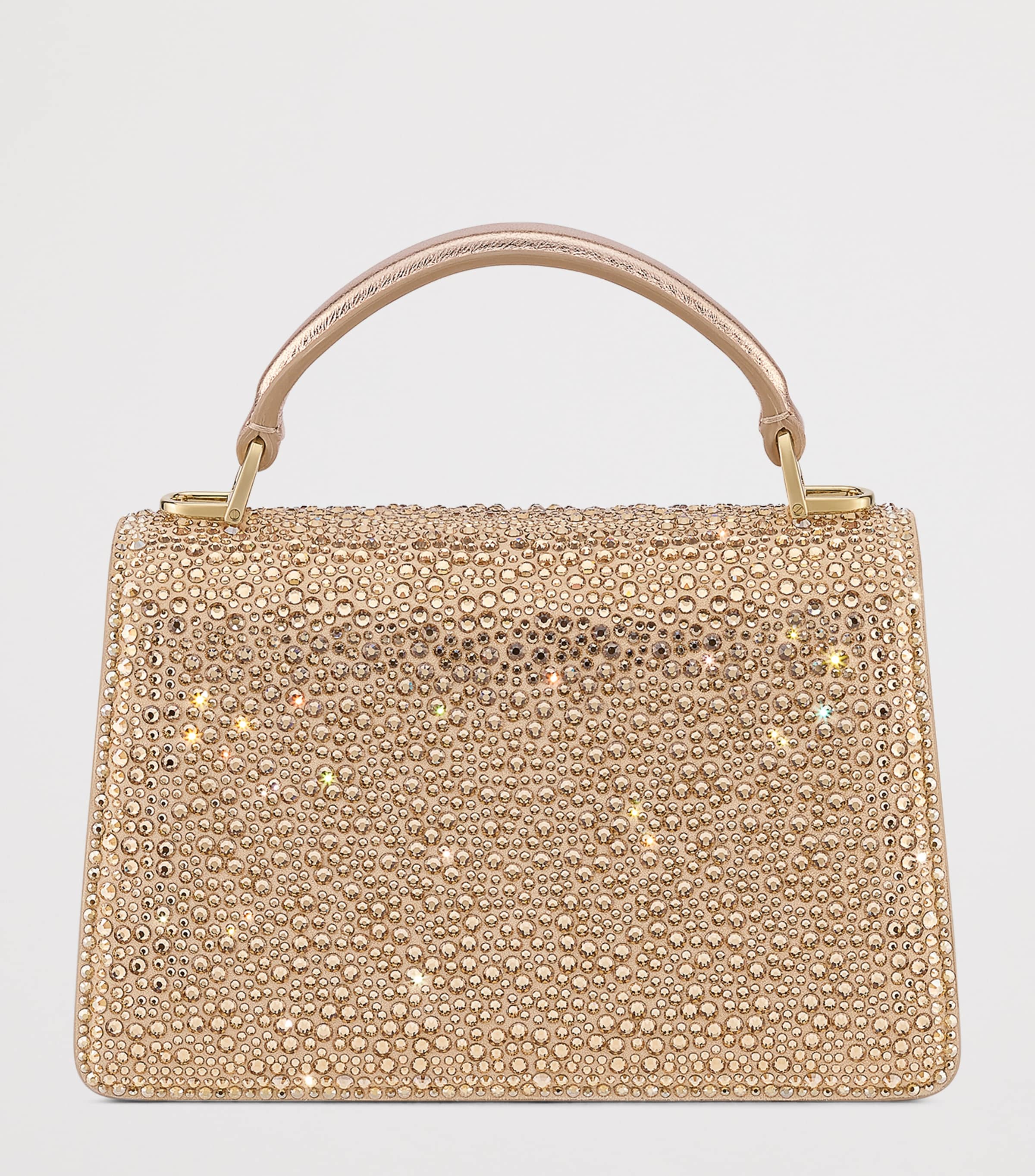 Mini Crystal-Embellished Suede Serpenti Forever Top-Handle Bag GOLD Image 3
