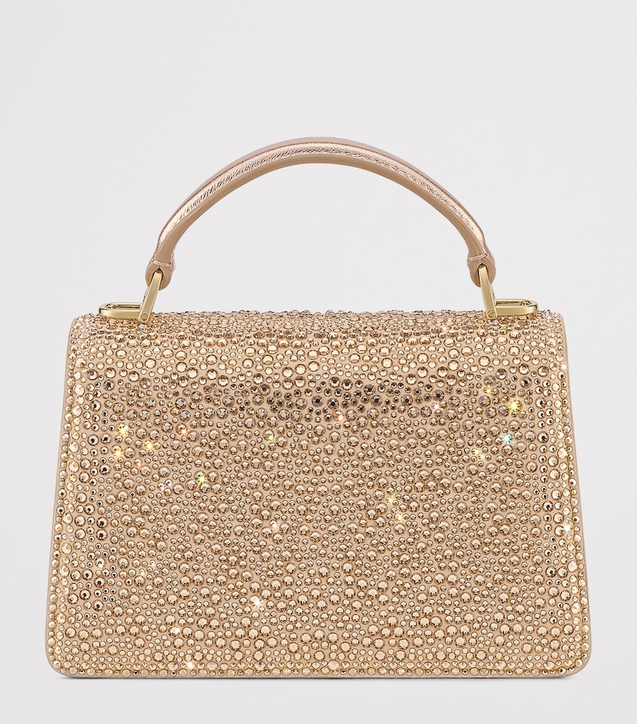 Mini Crystal-Embellished Suede Serpenti Forever Top-Handle Bag GOLD Image 3