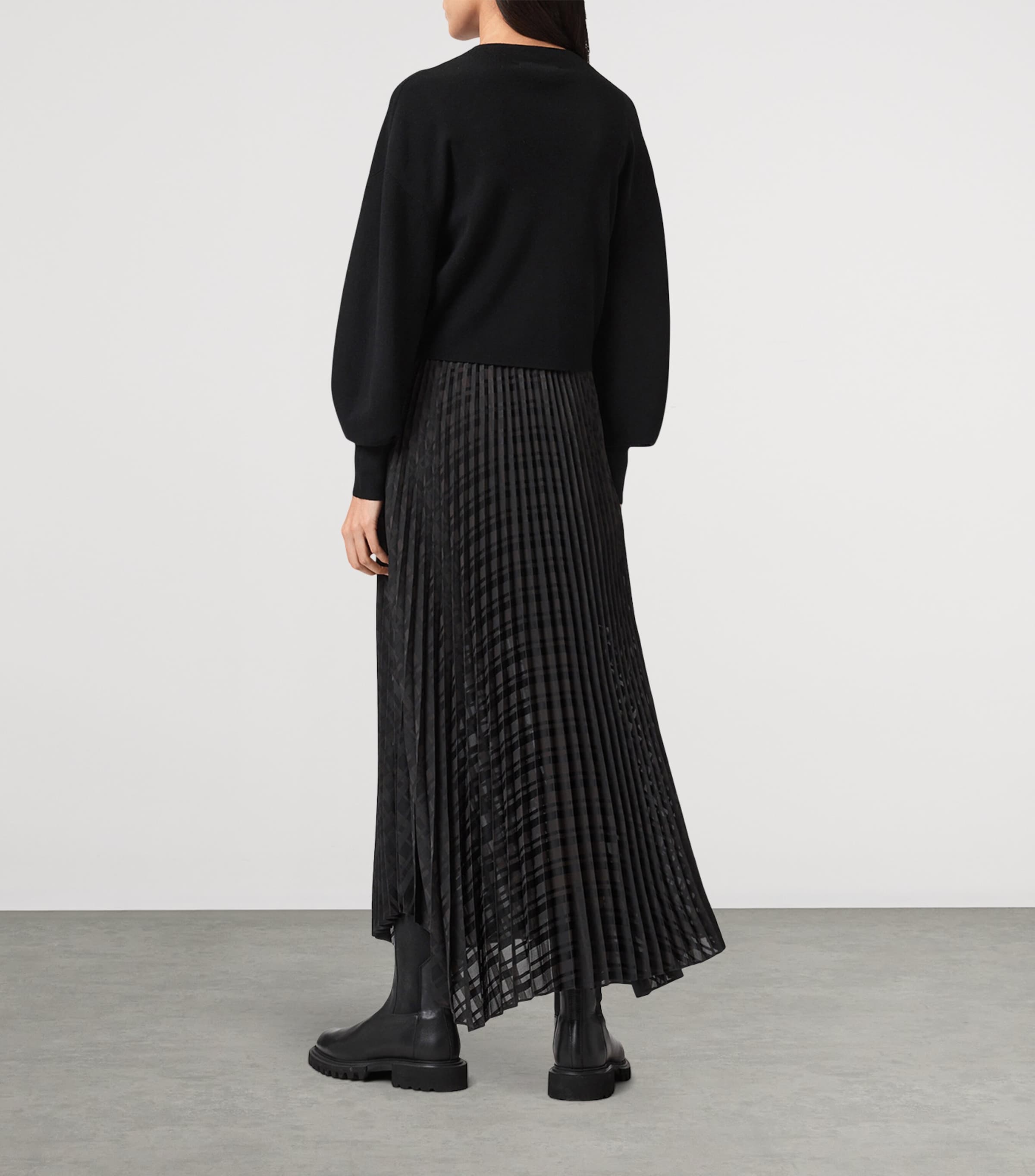 Pleated Sinead Sweater Dress BLACK Image 5