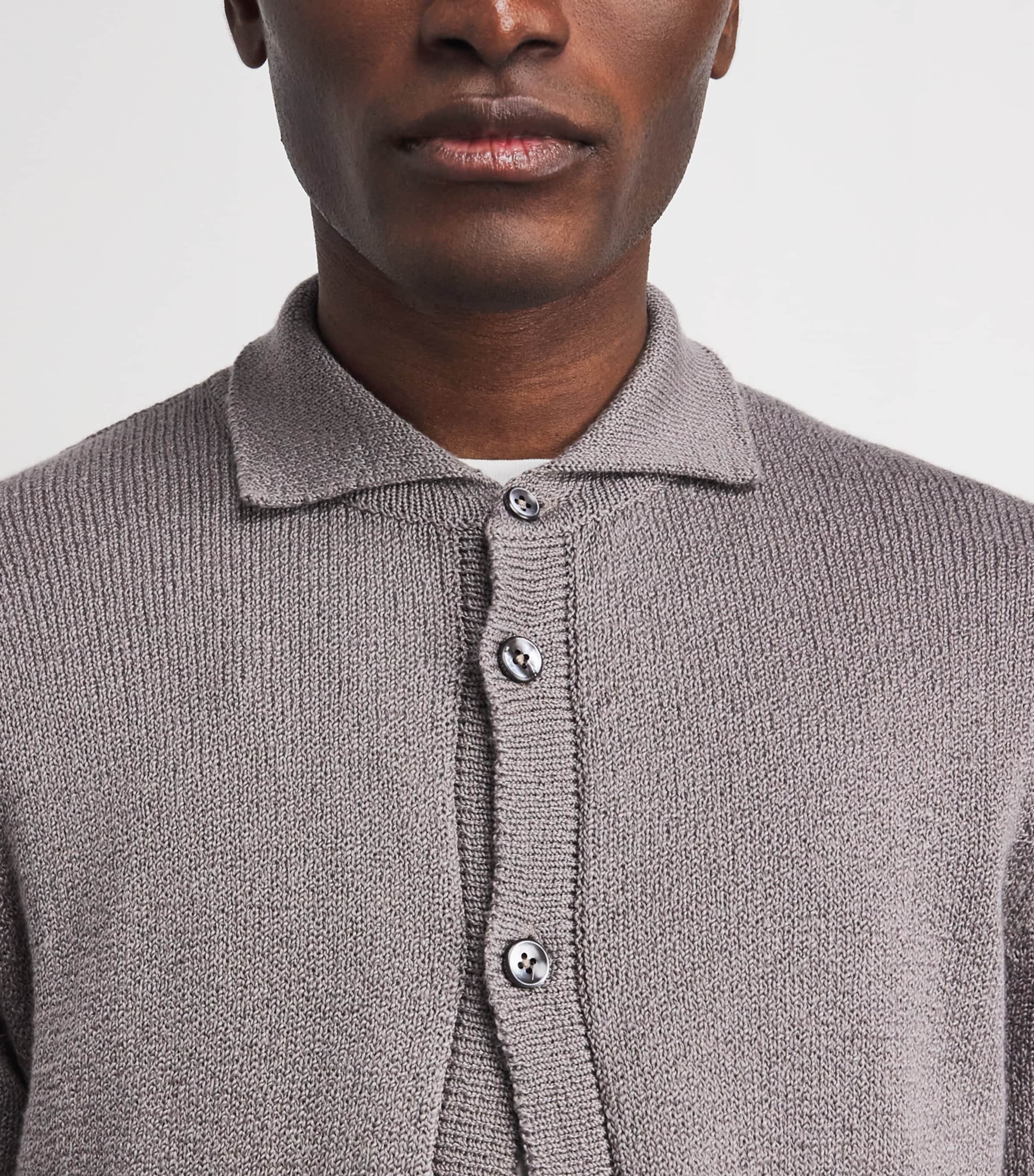 Fioroni Cashmere Mens Cotton Collar Cardigan Grigio Image 3