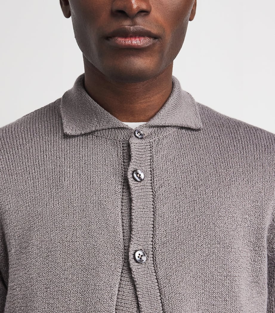 Fioroni Cashmere Mens Cotton Collar Cardigan Grigio Image 3