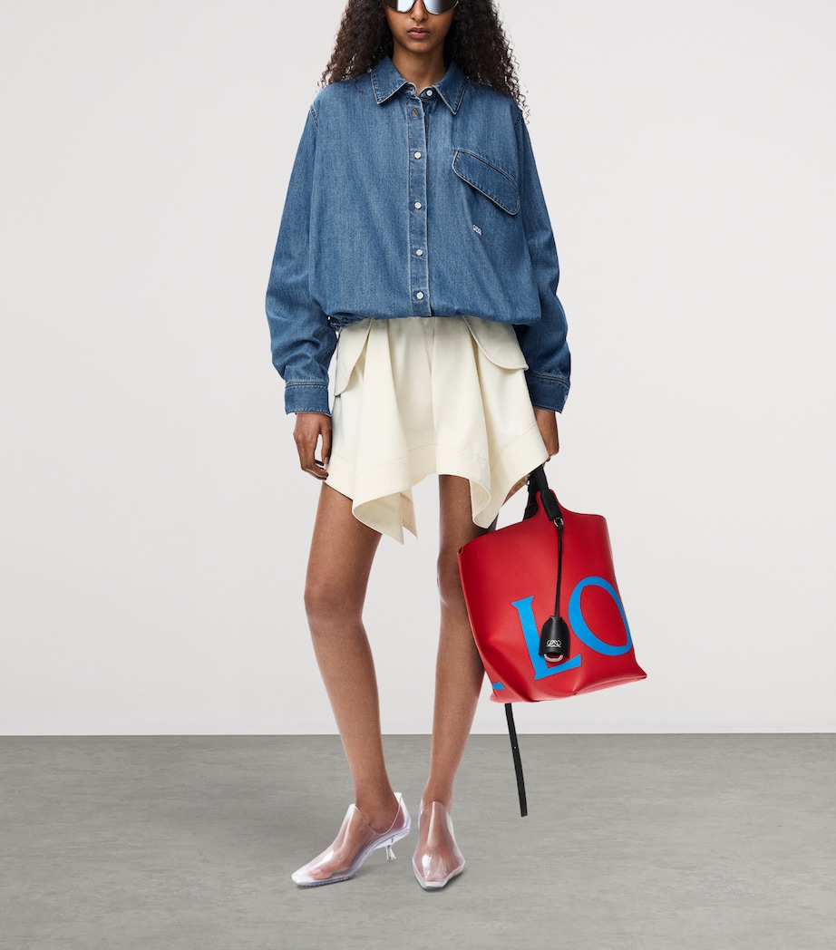 Drawstring-Hem Denim Shirt LIGHT BLUE Image 2