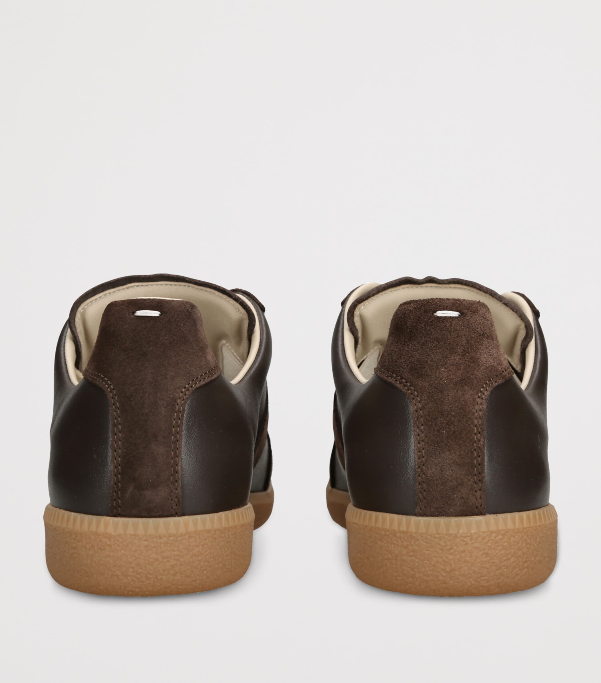 Maison Margiela Leather-Suede Replica Sneakers Dark Brown Image 2