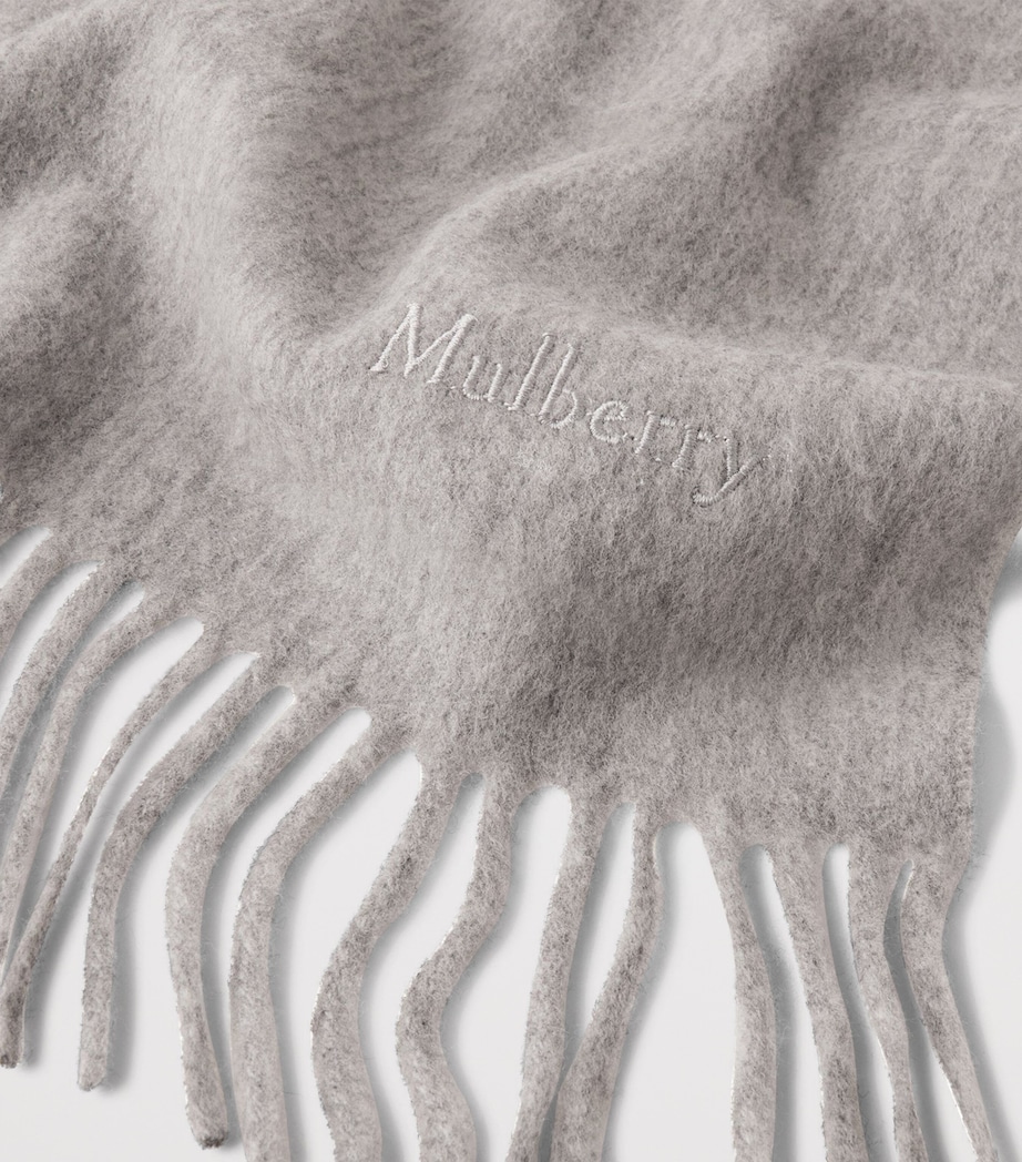 Mulberry Small Merino Wool Scarf Light Grey Melange Image 3
