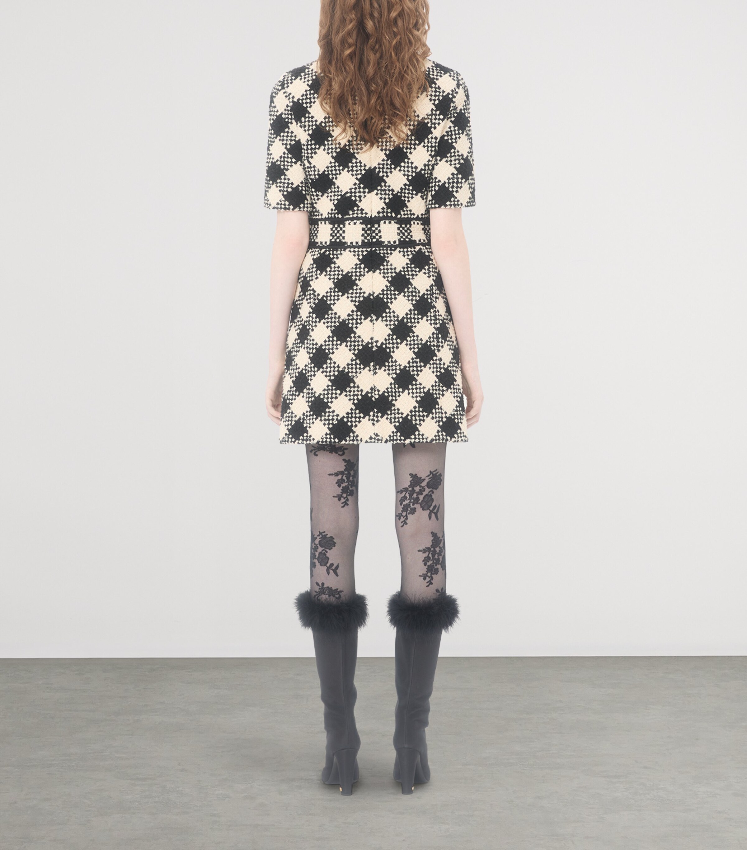 Valentino Womens Tweed V-Neck Mini Dress Image 4