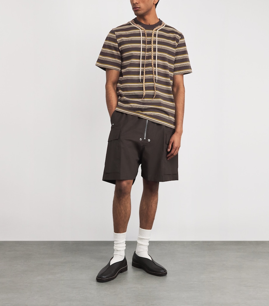 Craig Green Mens Cotton Stripe Trek-Lace T-Shirt Charcoal Stripe Image 2