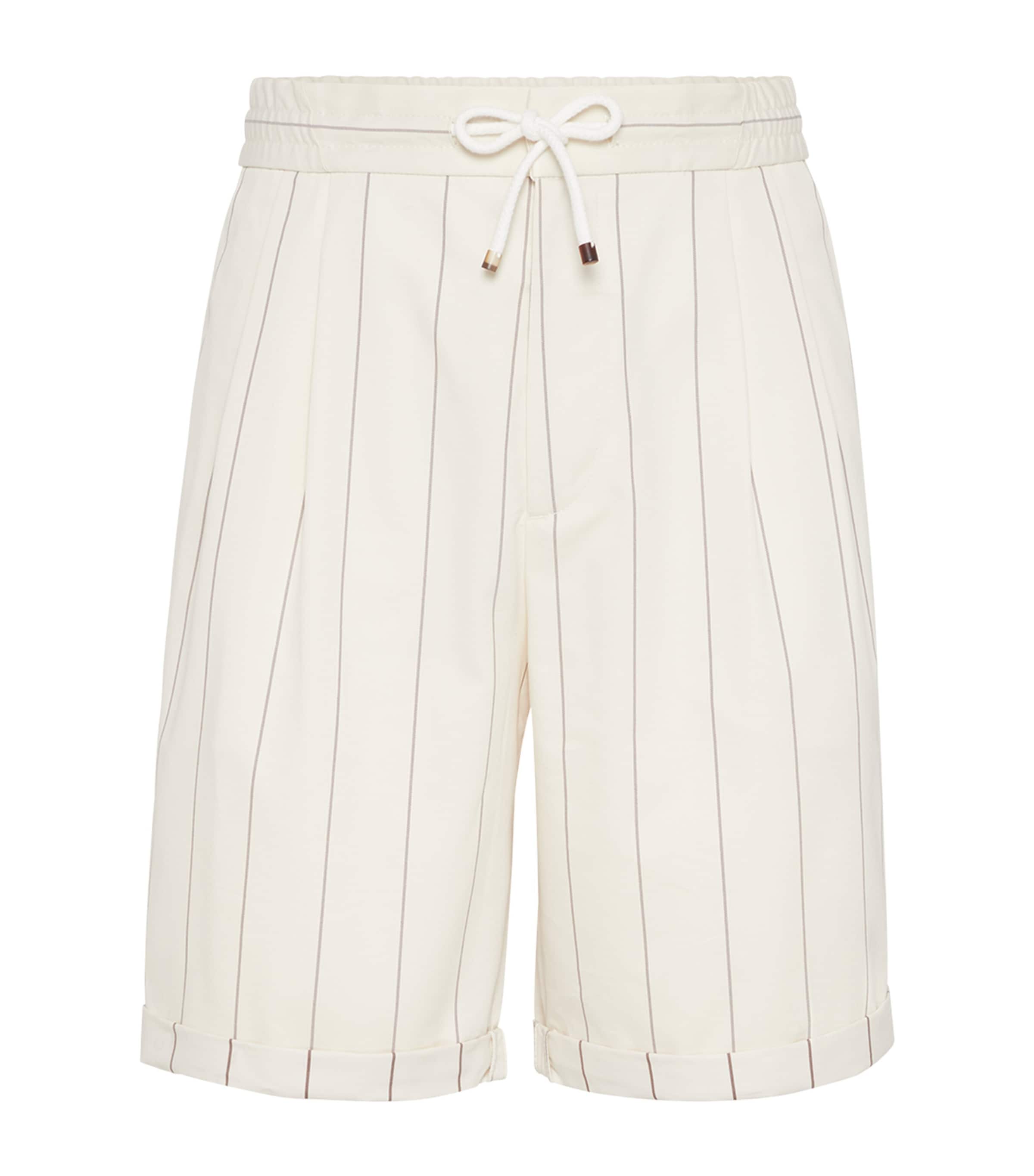 Brunello Cucinelli Wool-sea Island Cotton Bermuda Shorts In White