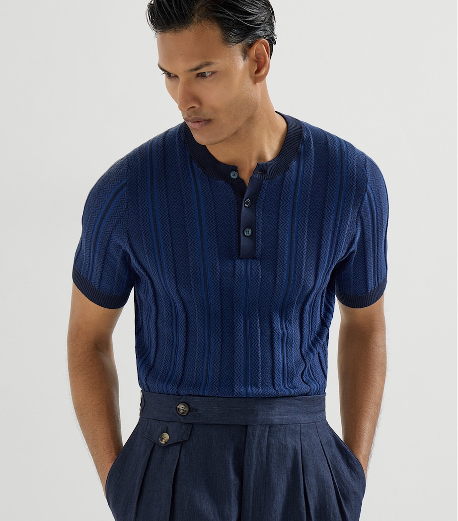 Cotton Rib-Knit Henley T-Shirt CFP55 Image 3