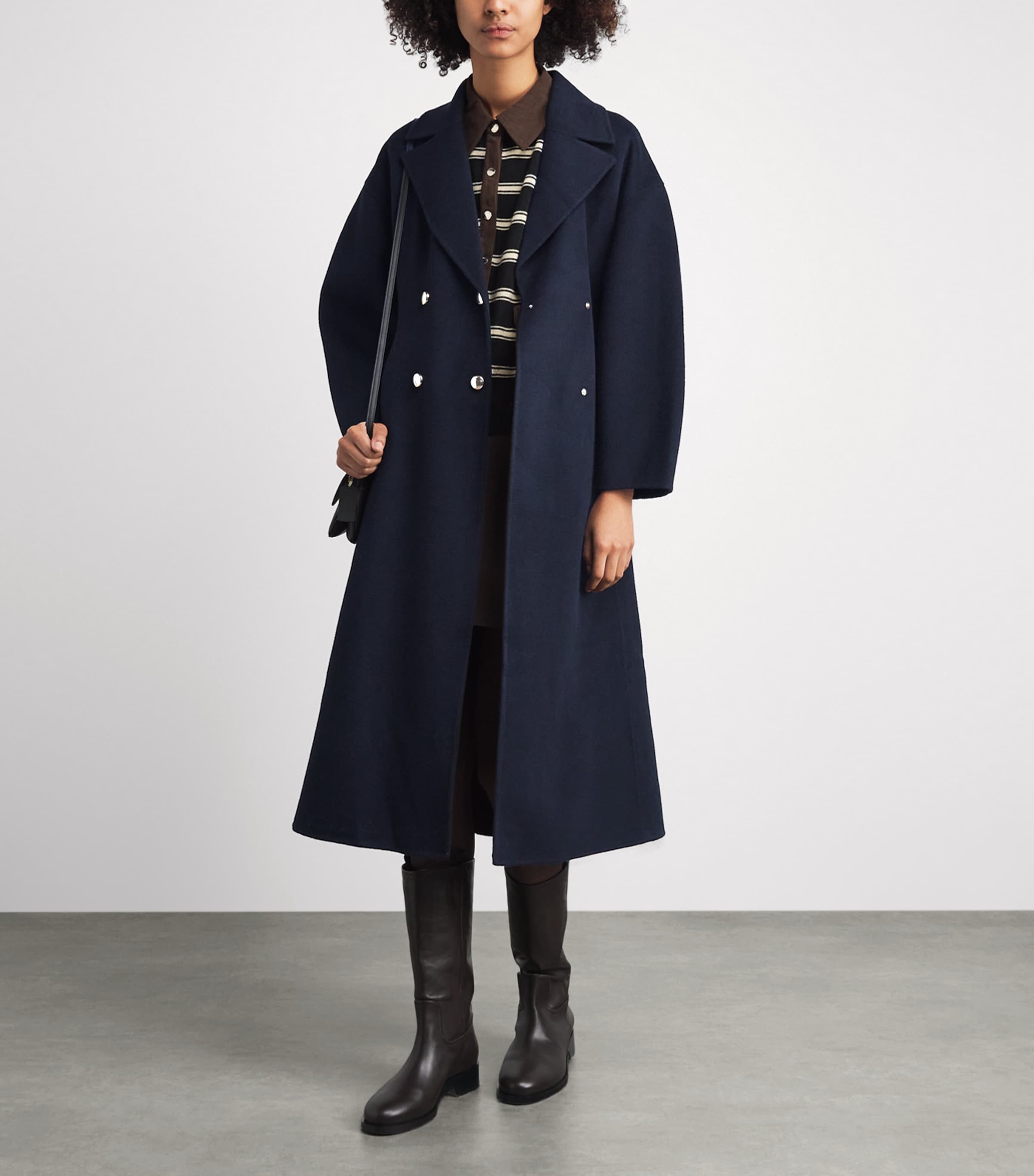 Maje Womens Wool Longline Pea Coat Black Image 2