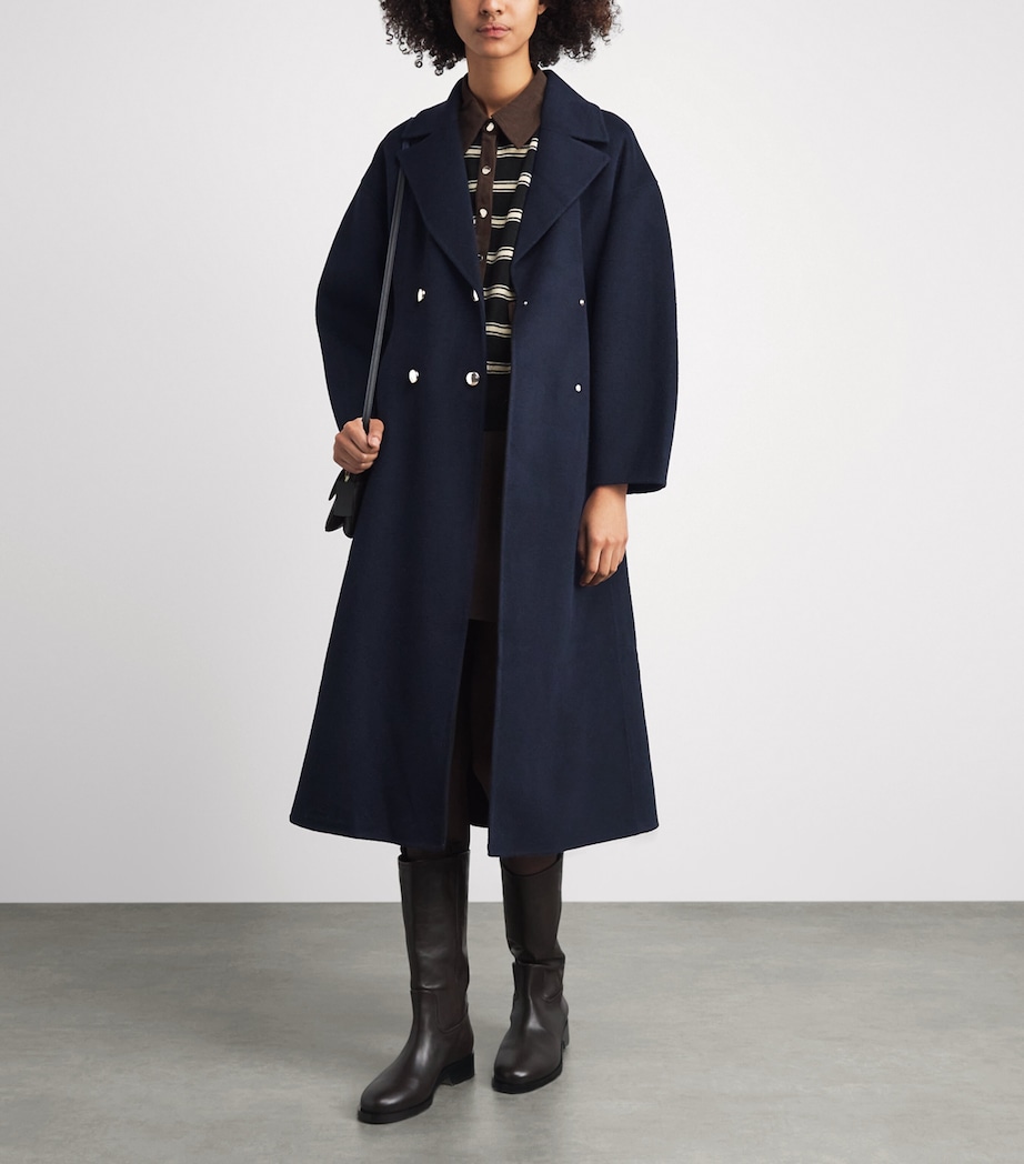 Maje Womens Wool Longline Pea Coat Black Image 2