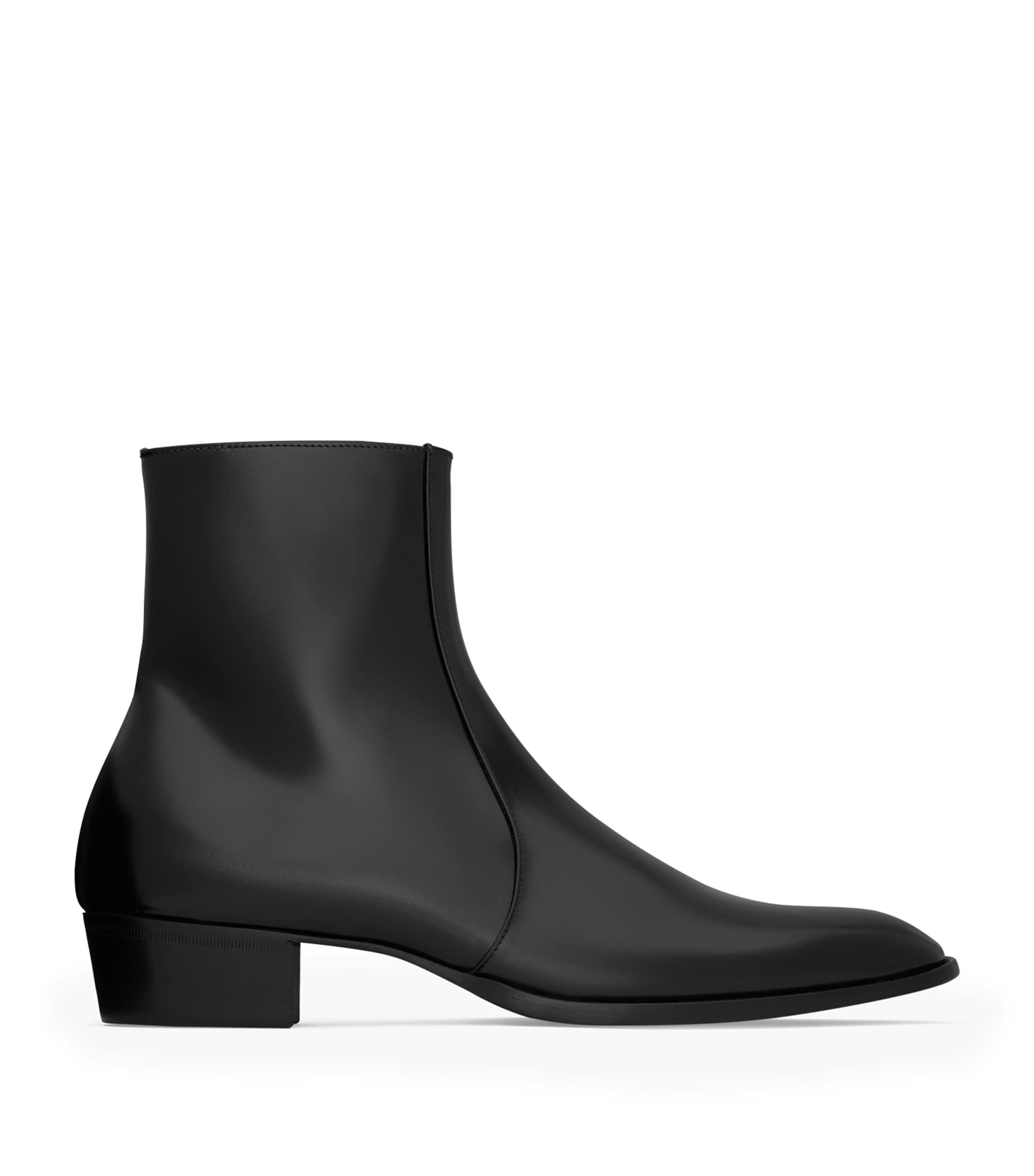 Saint Laurent Roman Boots In Smooth Leather In Black