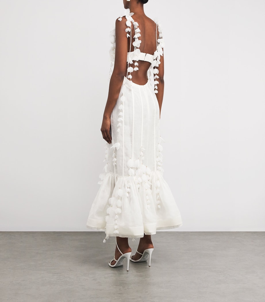Linen-Silk Petal Midi Dress IVO IVORY Image 3