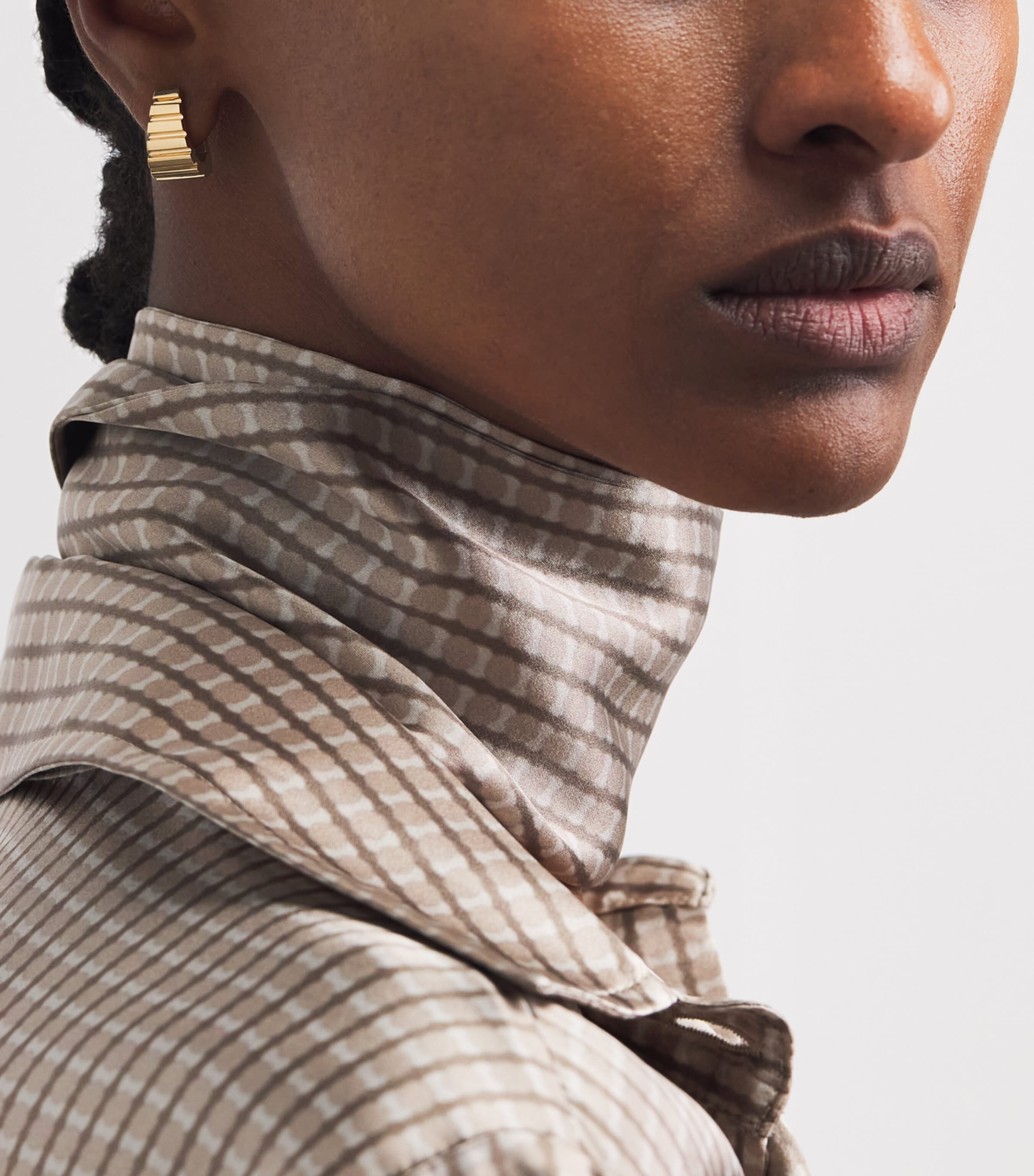 Azlee Large Yellow Gold Escalier Hoop Earrrings Yellow Gold Image 2
