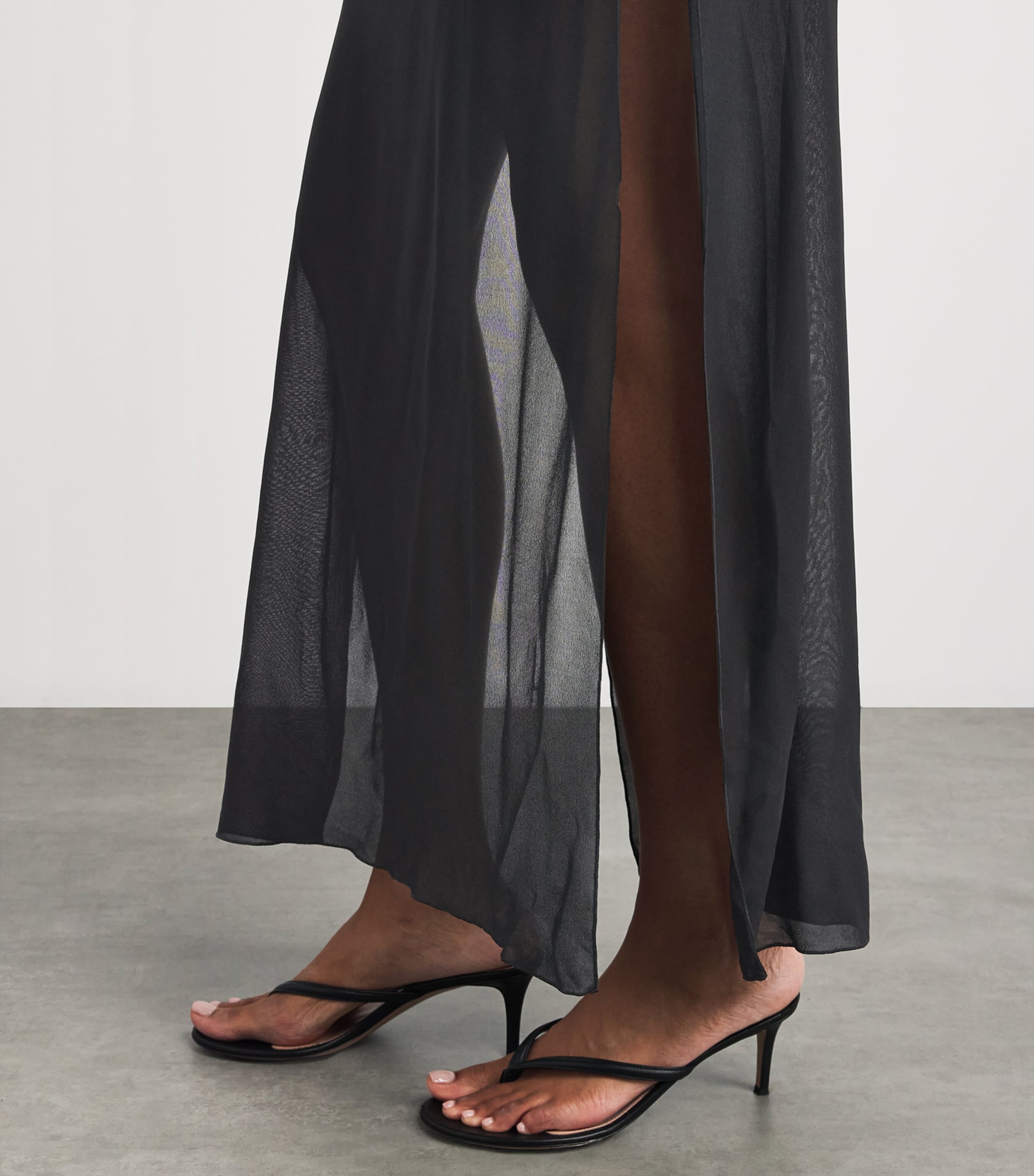 Moré Noir Womens Chiffon Brighton Maxi Dress Black Image 5