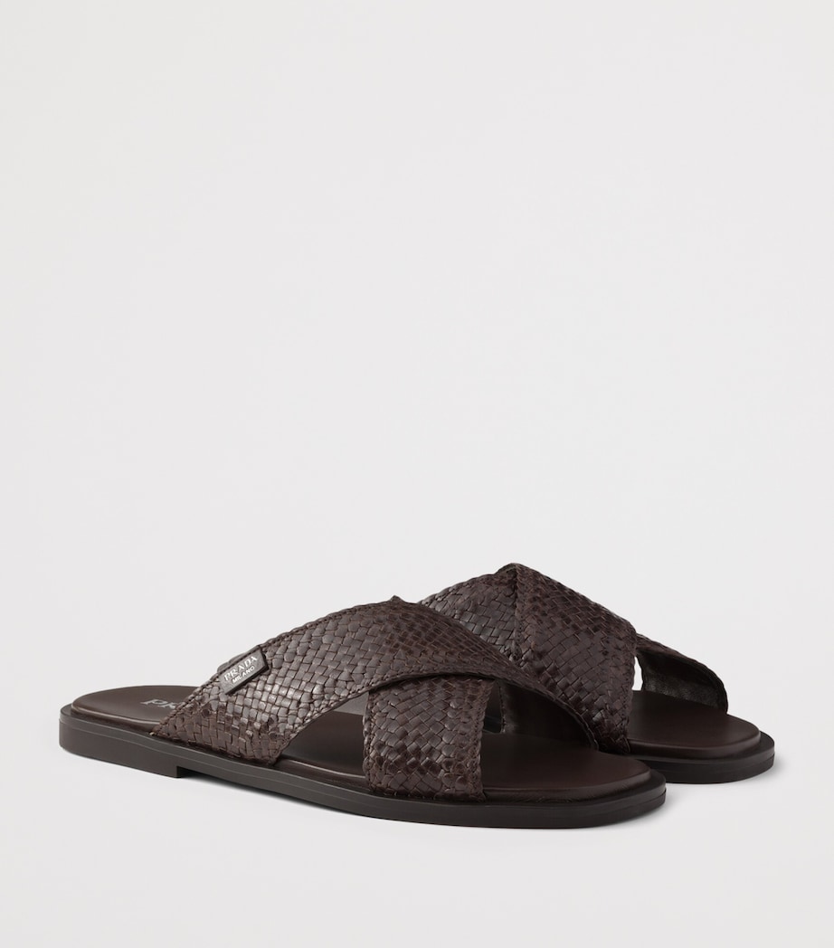 Prada Leather Woven Crisscross Sandals Image 2