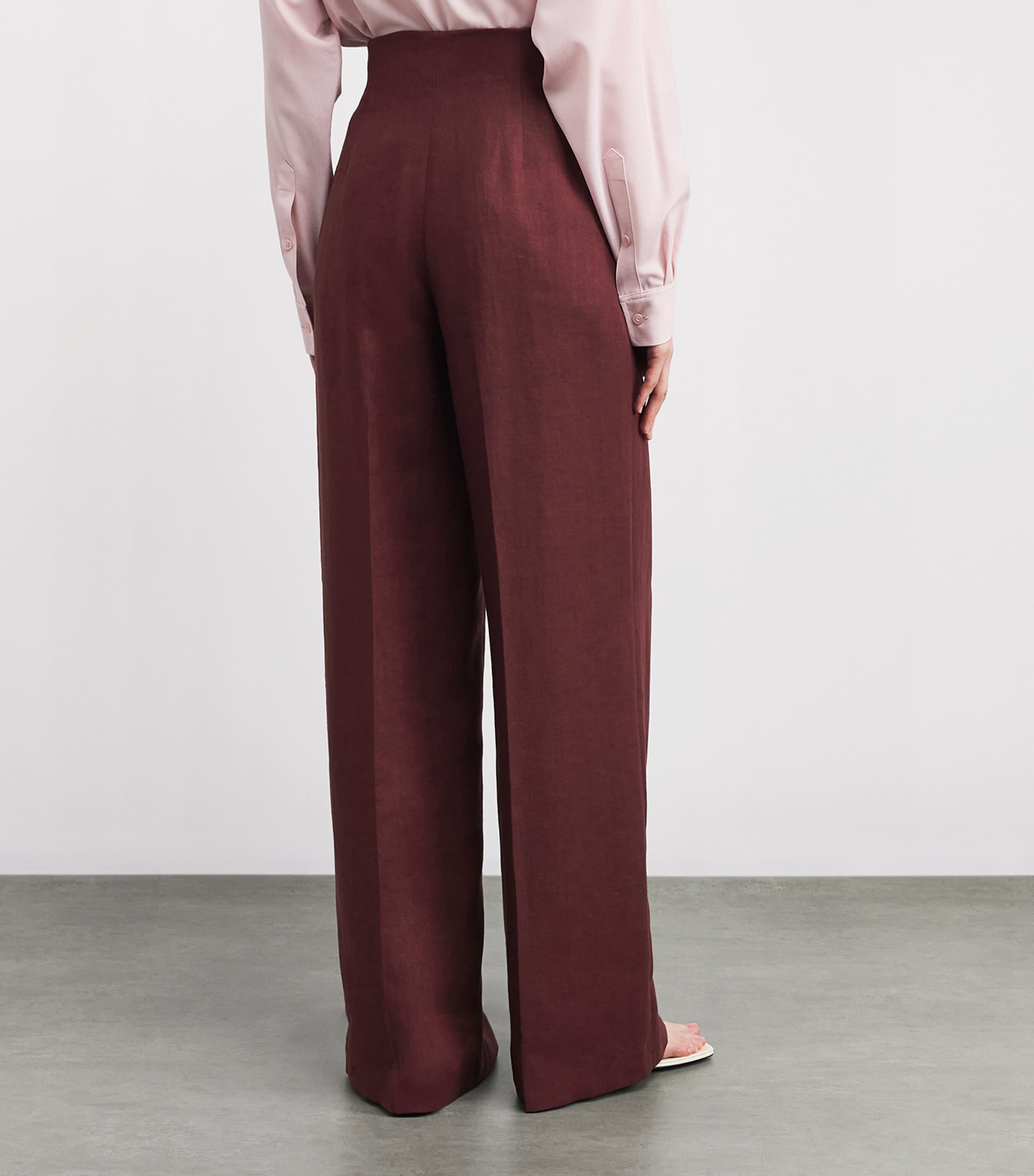 Lafayette 148 Womens Linen Thames Wide-Leg Trousers Rosewood Image 4