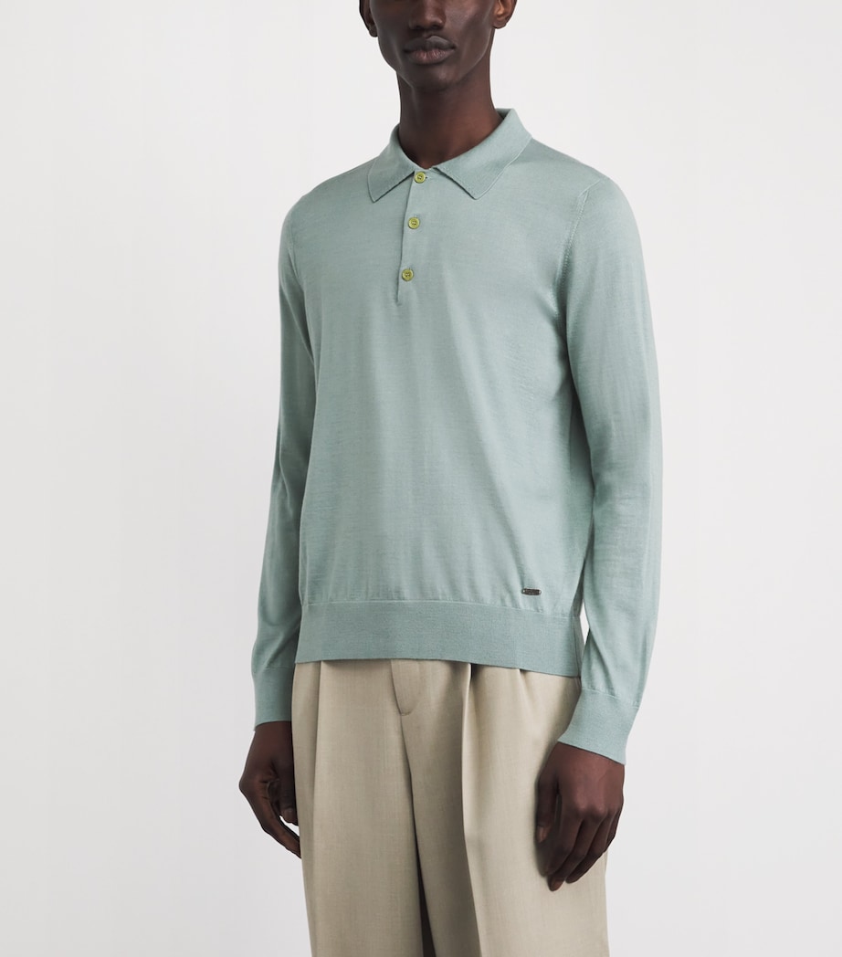 Brioni Mens Cashmere-Silk Long-Sleeve Polo Shirt Image 4