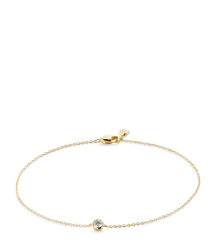 Gold Vermeil Solitaire Chain Bracelet 14K SOLID GOLD Image 1