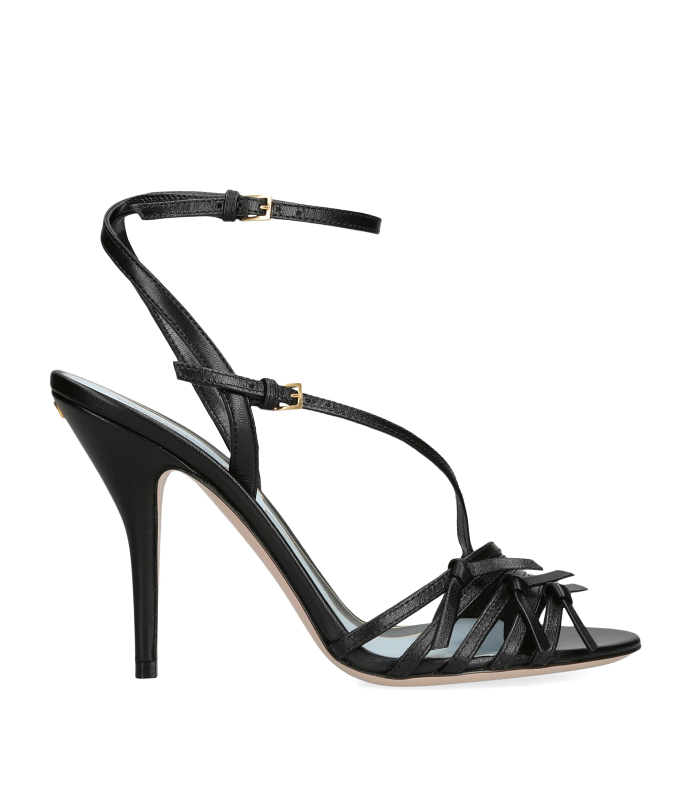 Valentino Leather Nodine Heeled Sandals 100 In Black
