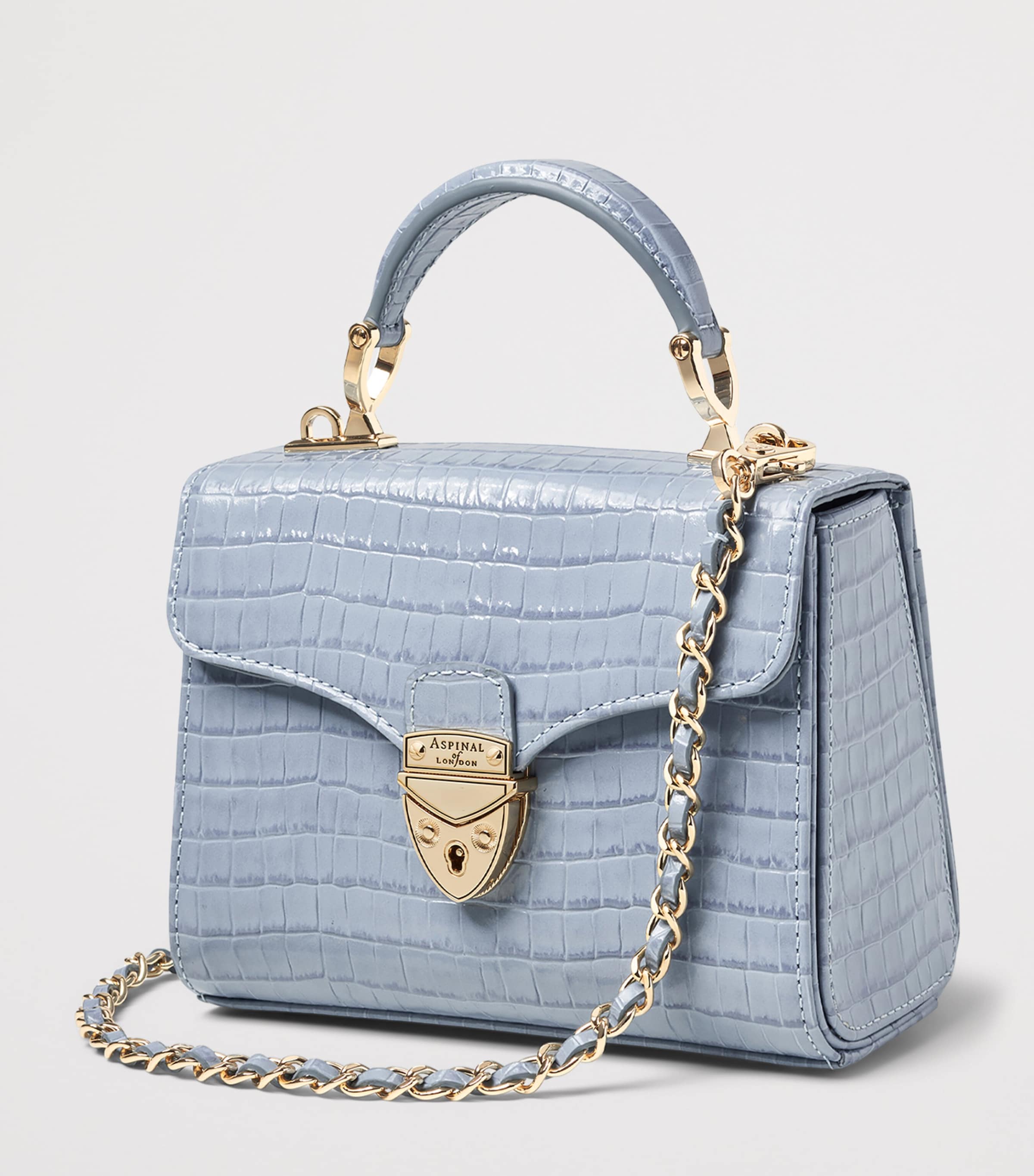 Aspinal Of London Mini Leather Mayfair Top-Handle Bag Skyblue Image 3