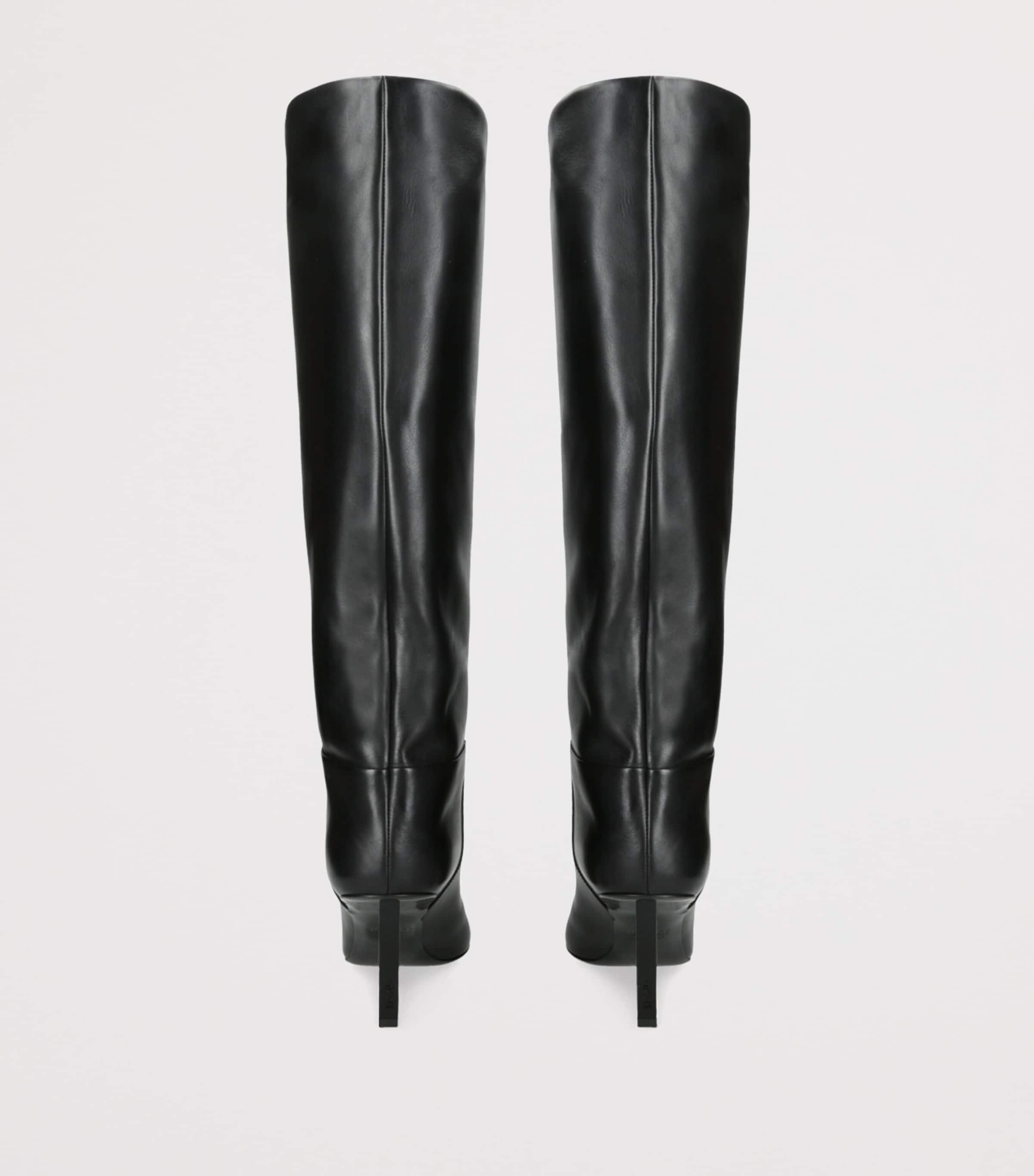 Leather V-Heel Knee-High Boots 85 BLACK Image 2