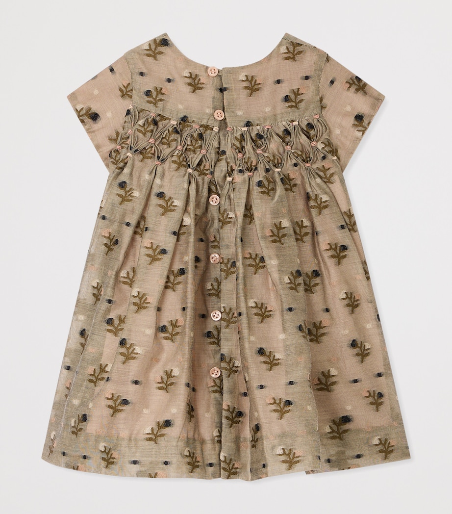 Bonpoint Cotton-Blend Ruched Dress (6-18 Months) Fl Vert Bronze Image 2