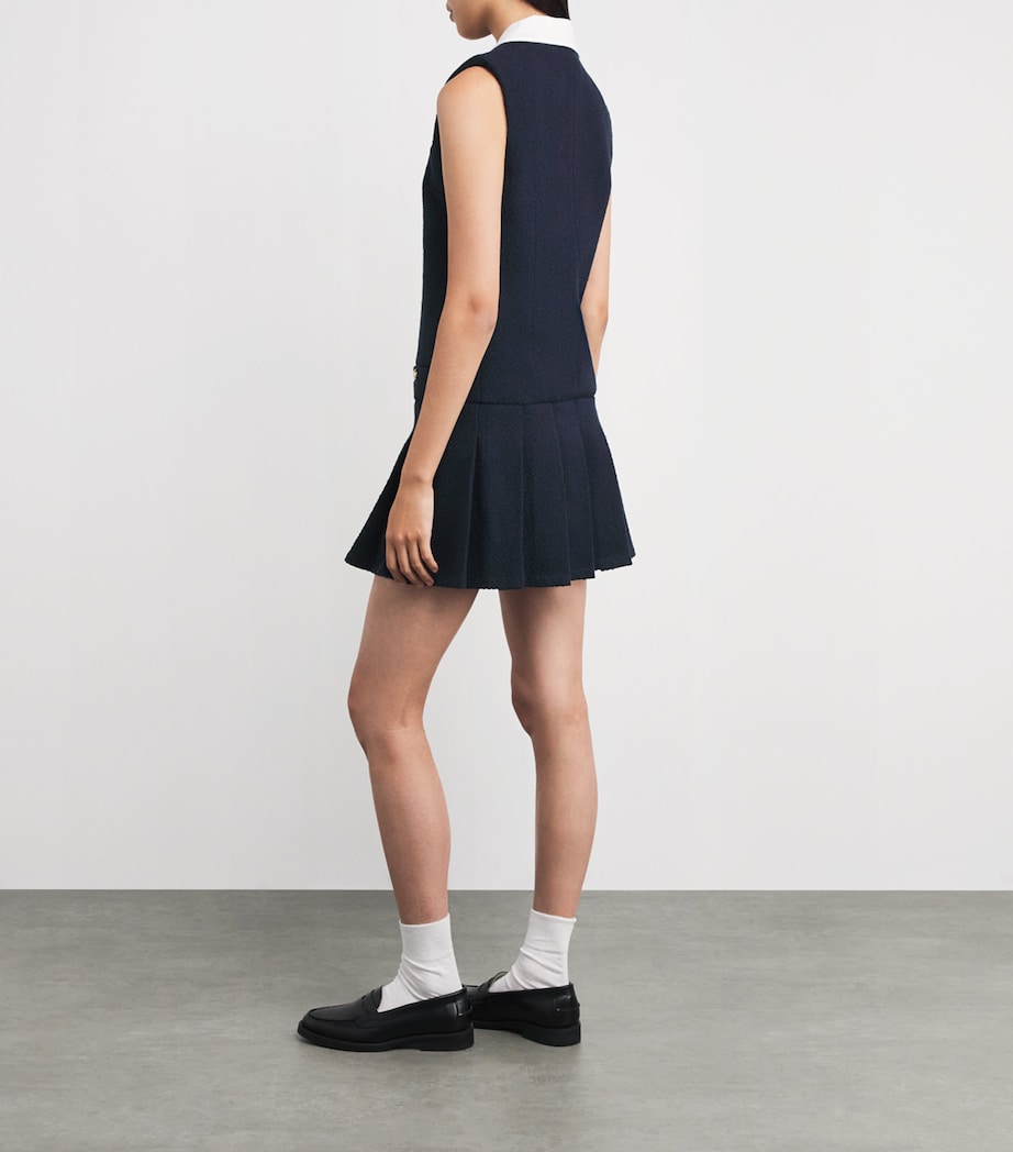 Tweed Buttoned Mini Dress NAVY Image 3