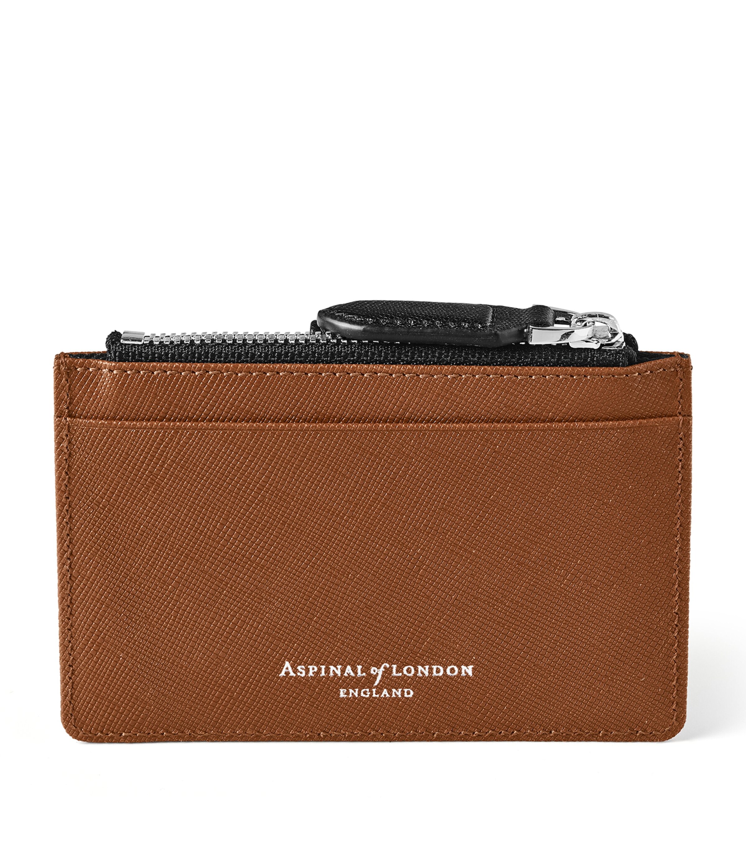 Aspinal Of London Leather Zip-Up Card Holder Black Image 3