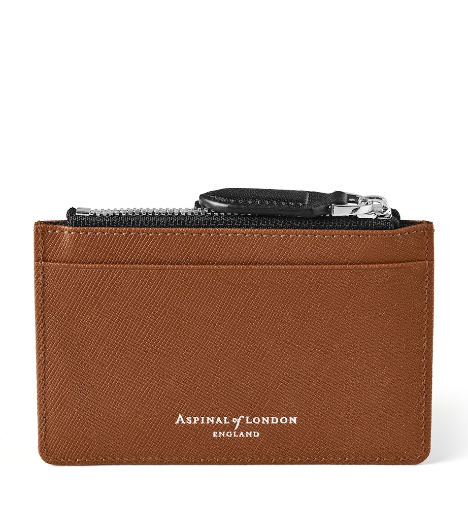 Leather Zip-Up Card Holder BLACK Image 3