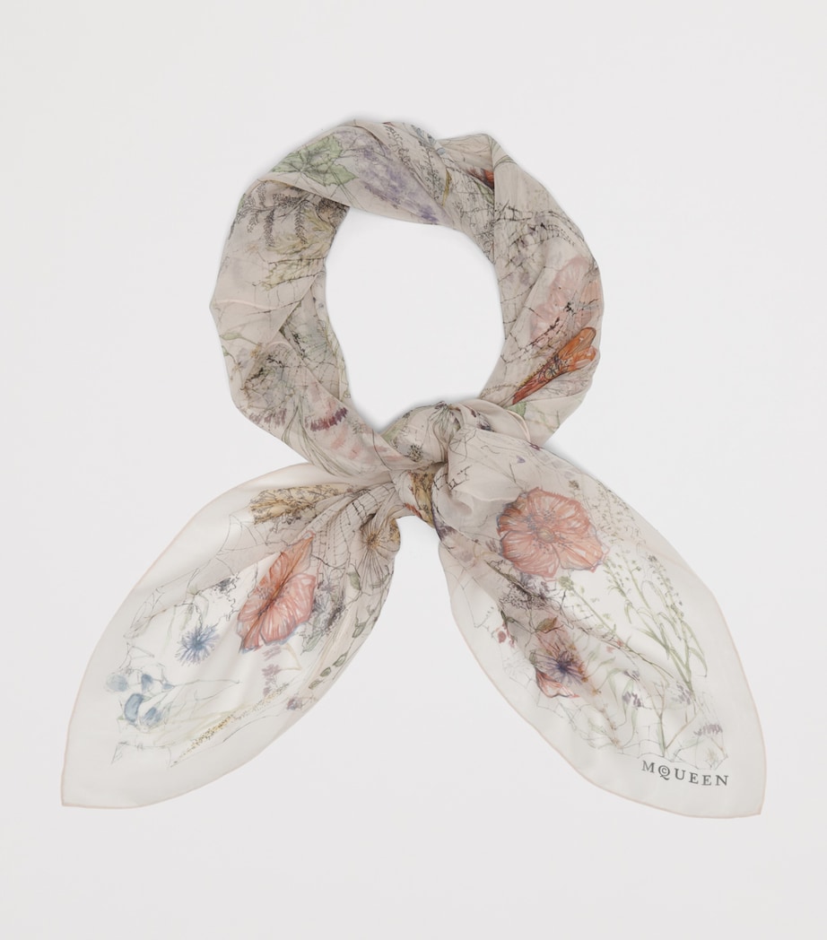 McQueen Silk Spider Floral Scarf Image 2