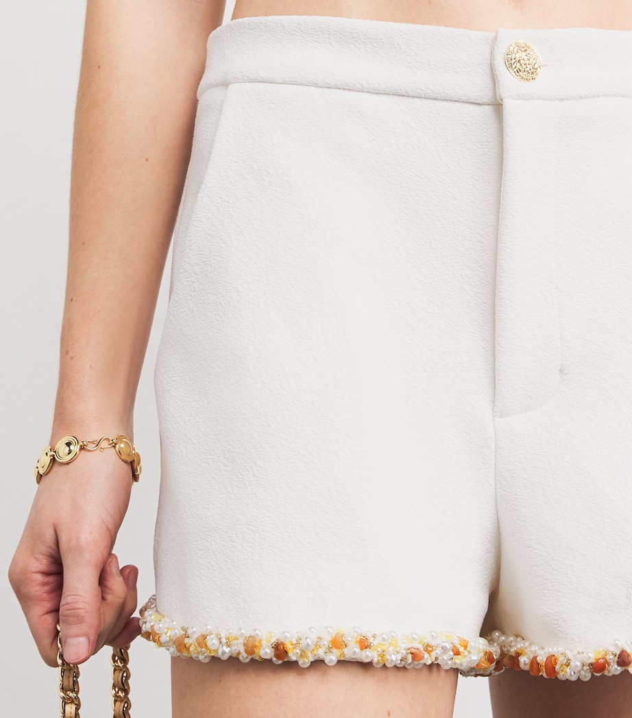 Embroidered Jade Tailored Shorts OFF WHITE Image 6
