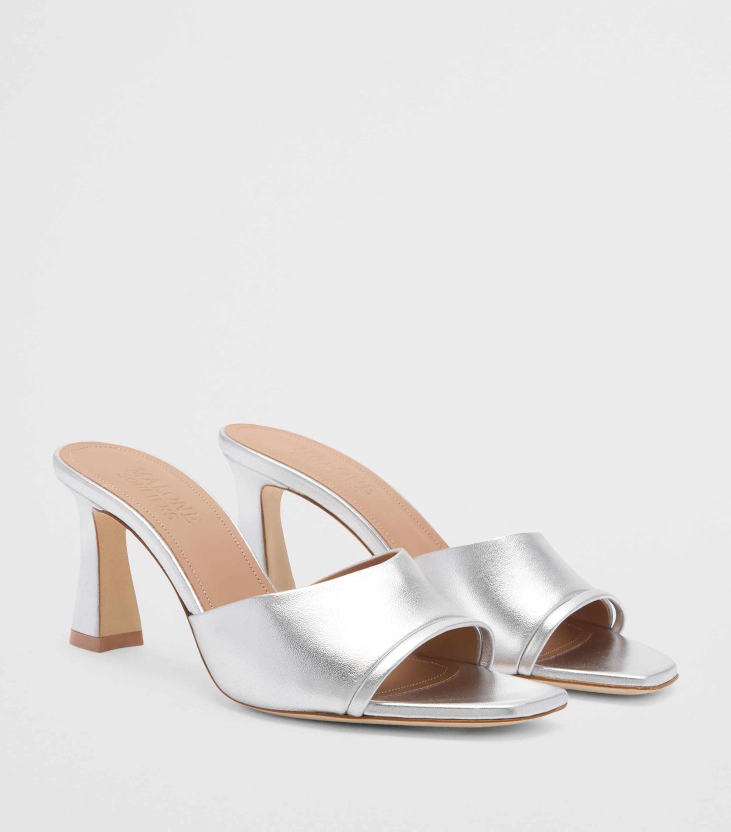Metallic Leather Roxanne Mules 70 SILVER Image 3