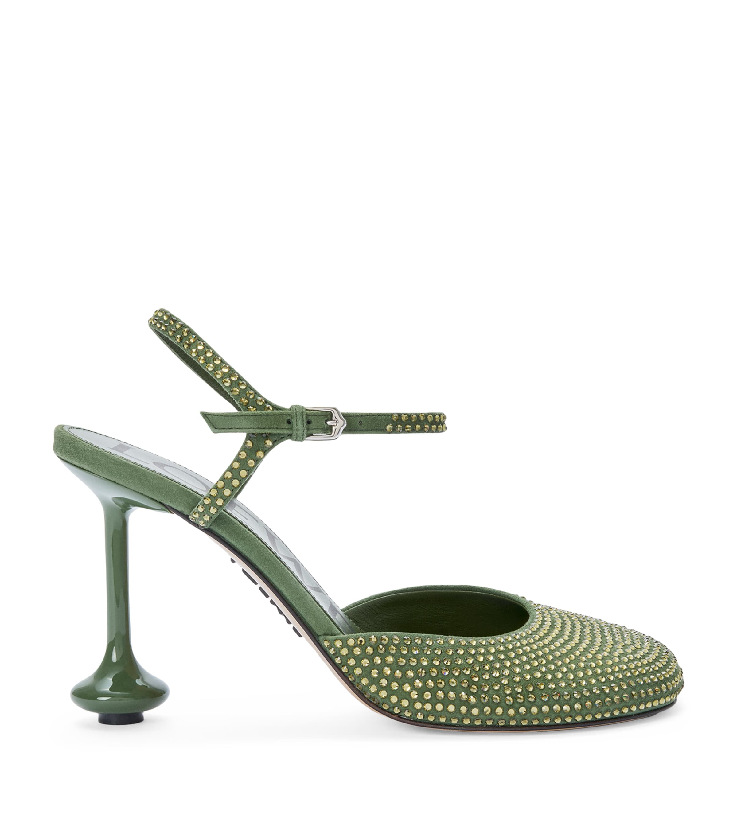 Loewe Embellished Ankle-strap Toy Pumps 90 In Green