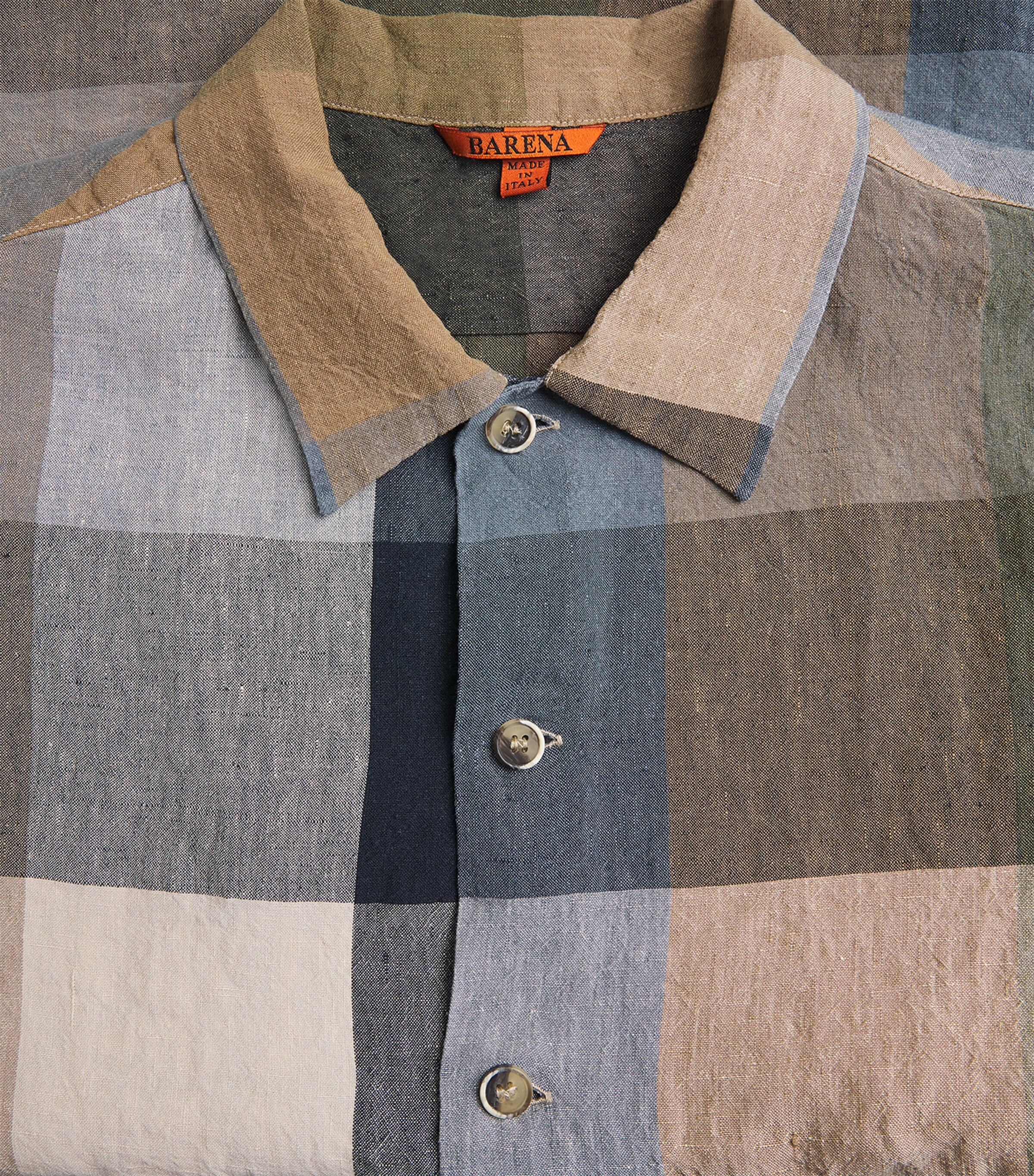 Barena Mens Linen Patchwork Oversized Short-Sleeve Shirt Uni Unico Image 6