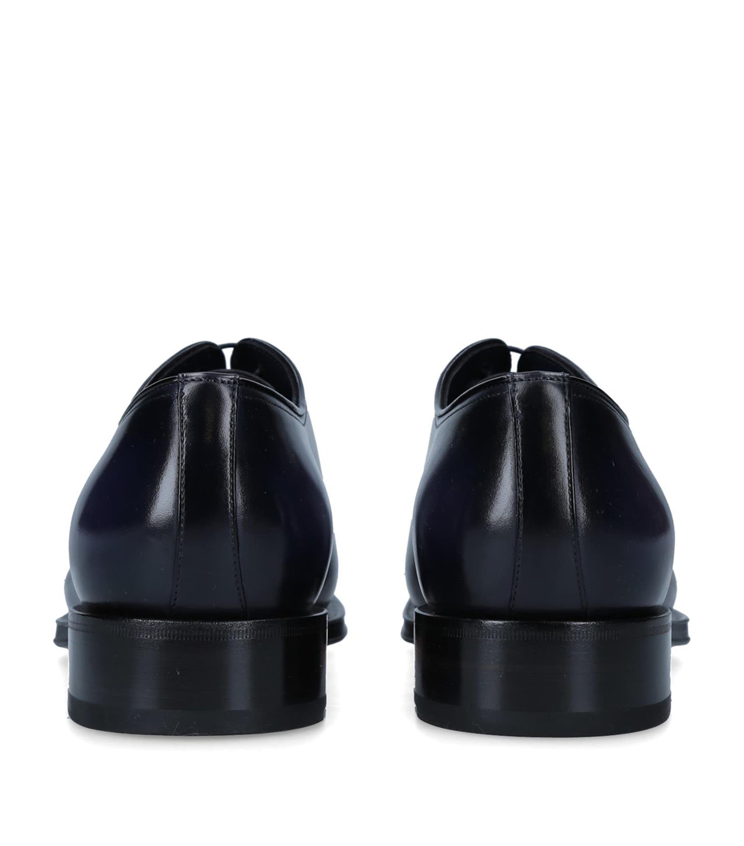 Santoni Leather Patina Wholecut Oxford Shoes Navy Image 2