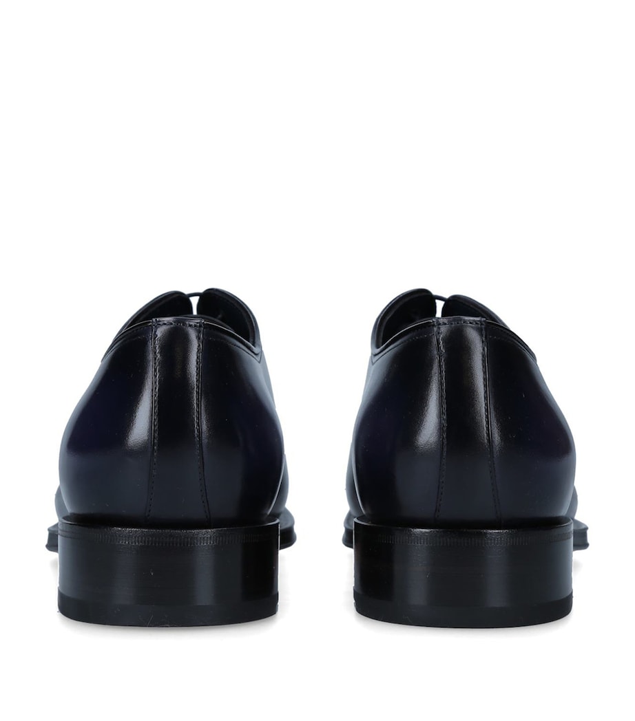 Santoni Leather Patina Wholecut Oxford Shoes Navy Image 2