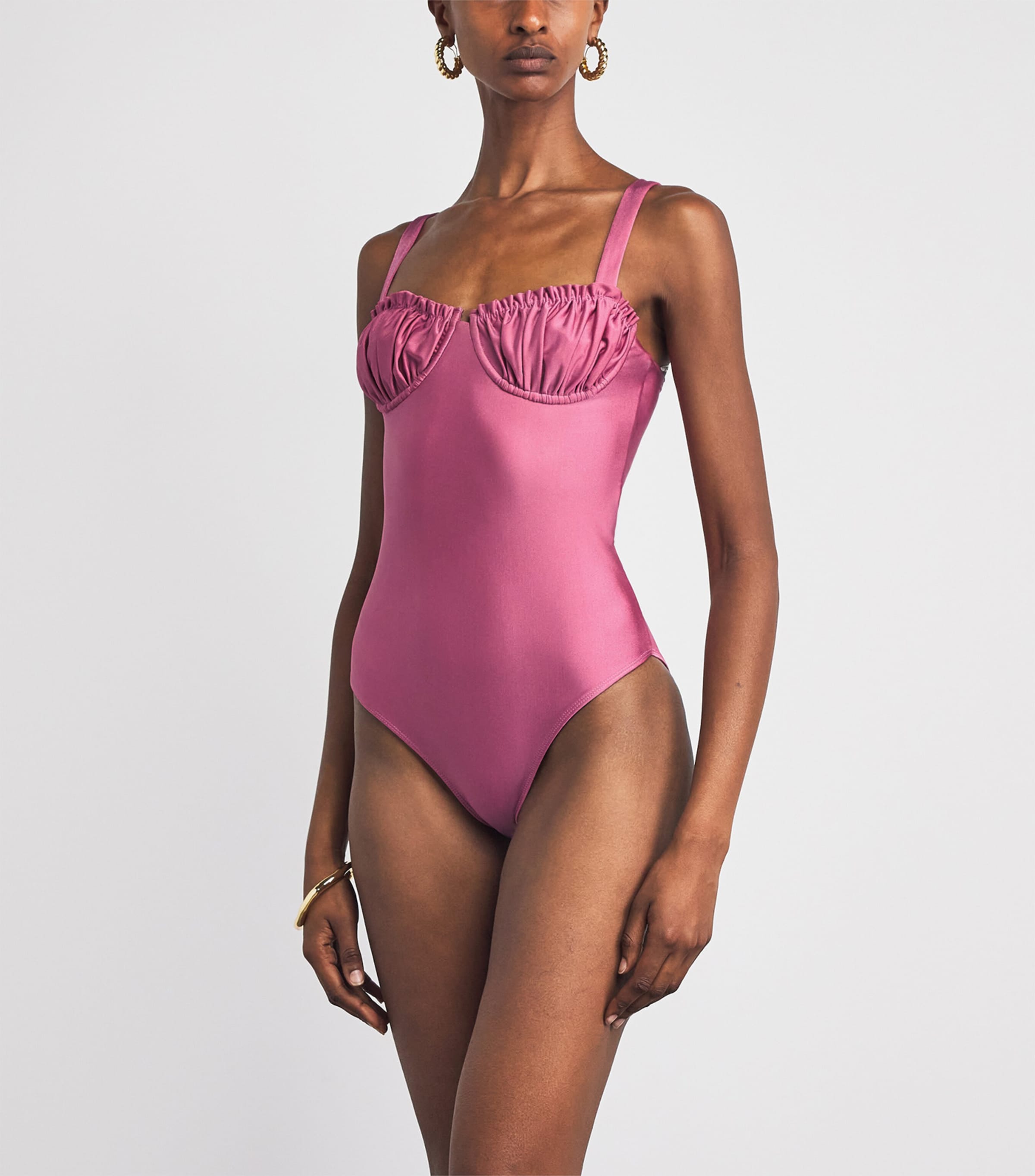 Faithfull The Brand Womens Ruffled Tavia Swimsuit Cerise Image 2