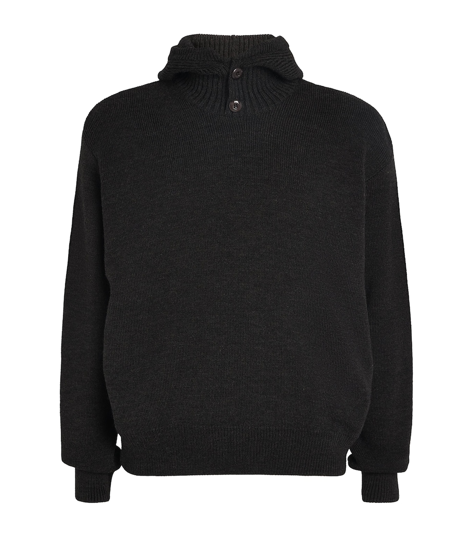 Wool-Blend Button-Hood Sweater DARK ESPRESSO BR507 Image 1