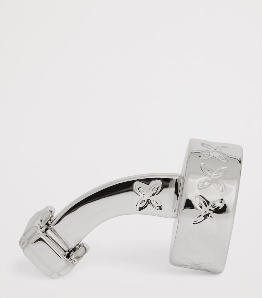 Rhodium-Plated Brick Cufflinks BLACK Image 4