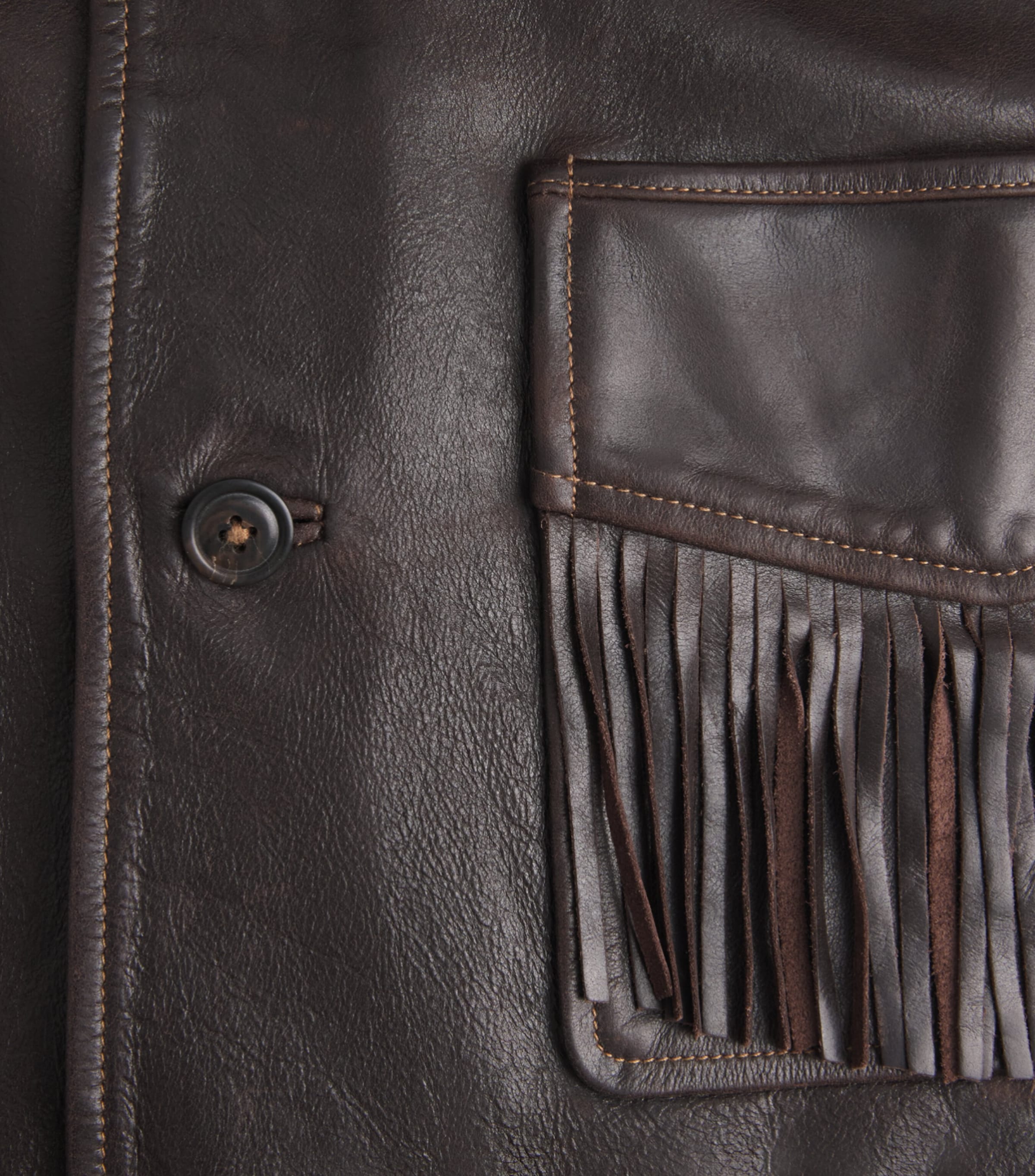 Polo Ralph Lauren Womens Fringed Leather Jacket Dark Chocolate Image 6