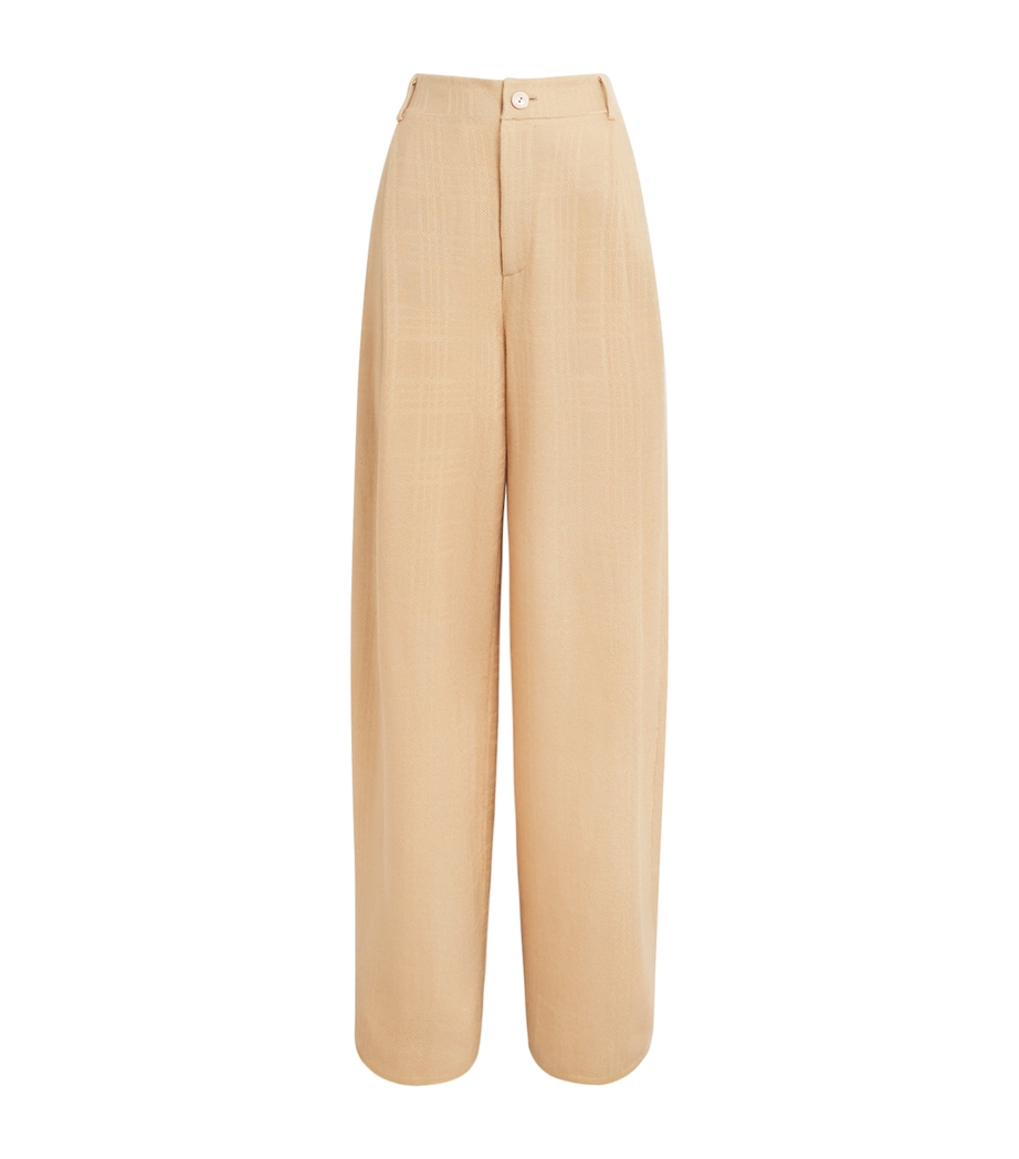 Colombo Womens Cashmere-Silk Wide-Leg Trousers Light Blue Image 1