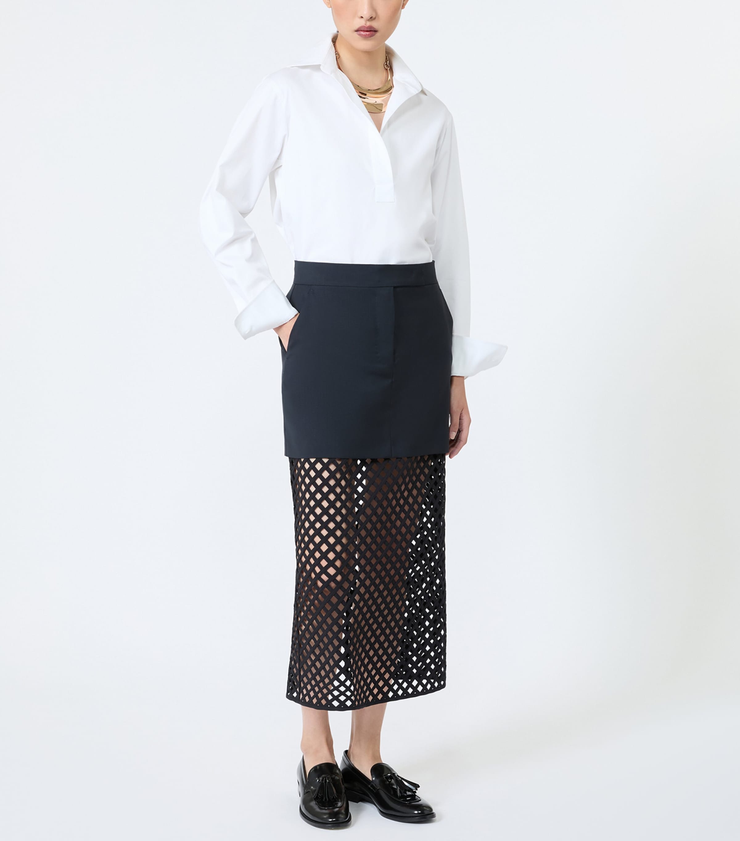 Max Mara Womens Stretch-Cotton Shirt Optical White Image 2